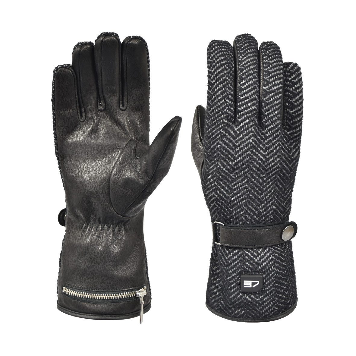 30seven Lederhandschuhe beheizte Lederhandschuhe Hybrid - schwarz/grau 7,4V Set inkl. 2 Akkus & Doppelladegerät