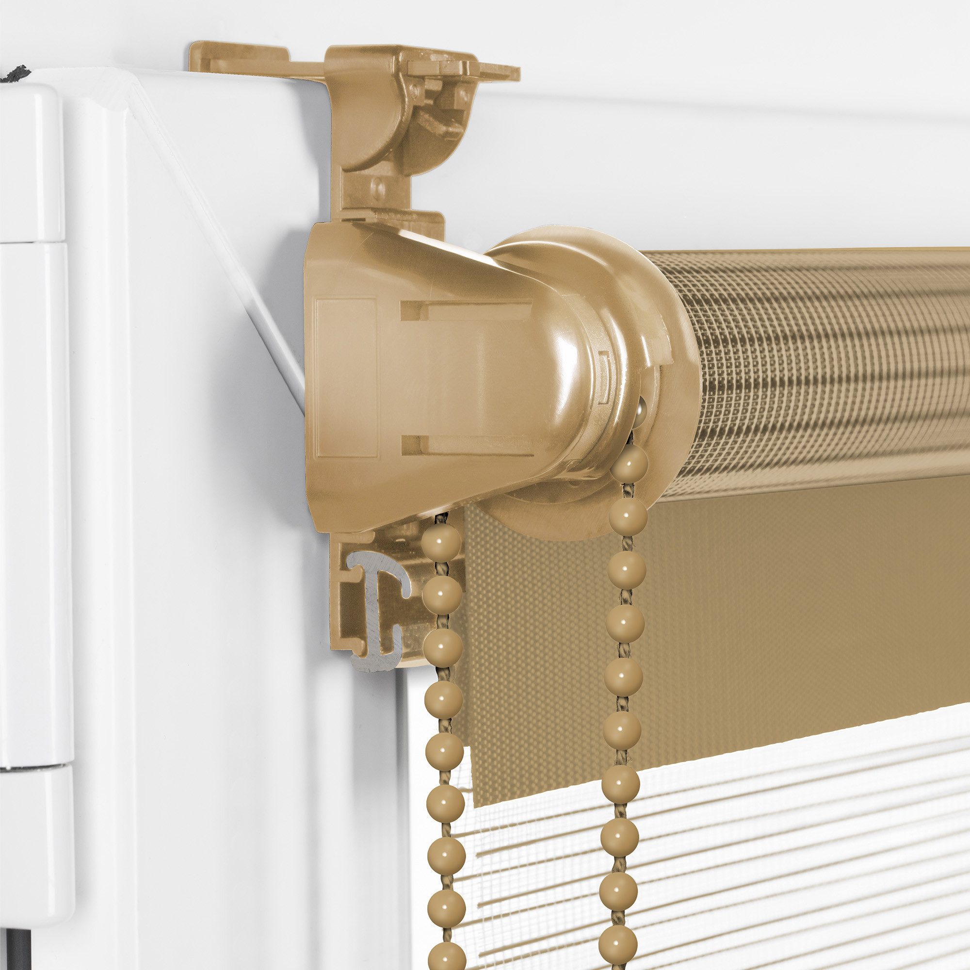 Doppelrollo Klemmfix ohne Bohren Rollos für Fenster und Tür Seitenzugrollo, Sonello, blickdicht, ohne Bohren, freihängend, Klemmfix, 30cm x 100cm Beige Duo Roll – Bild 5 von 5