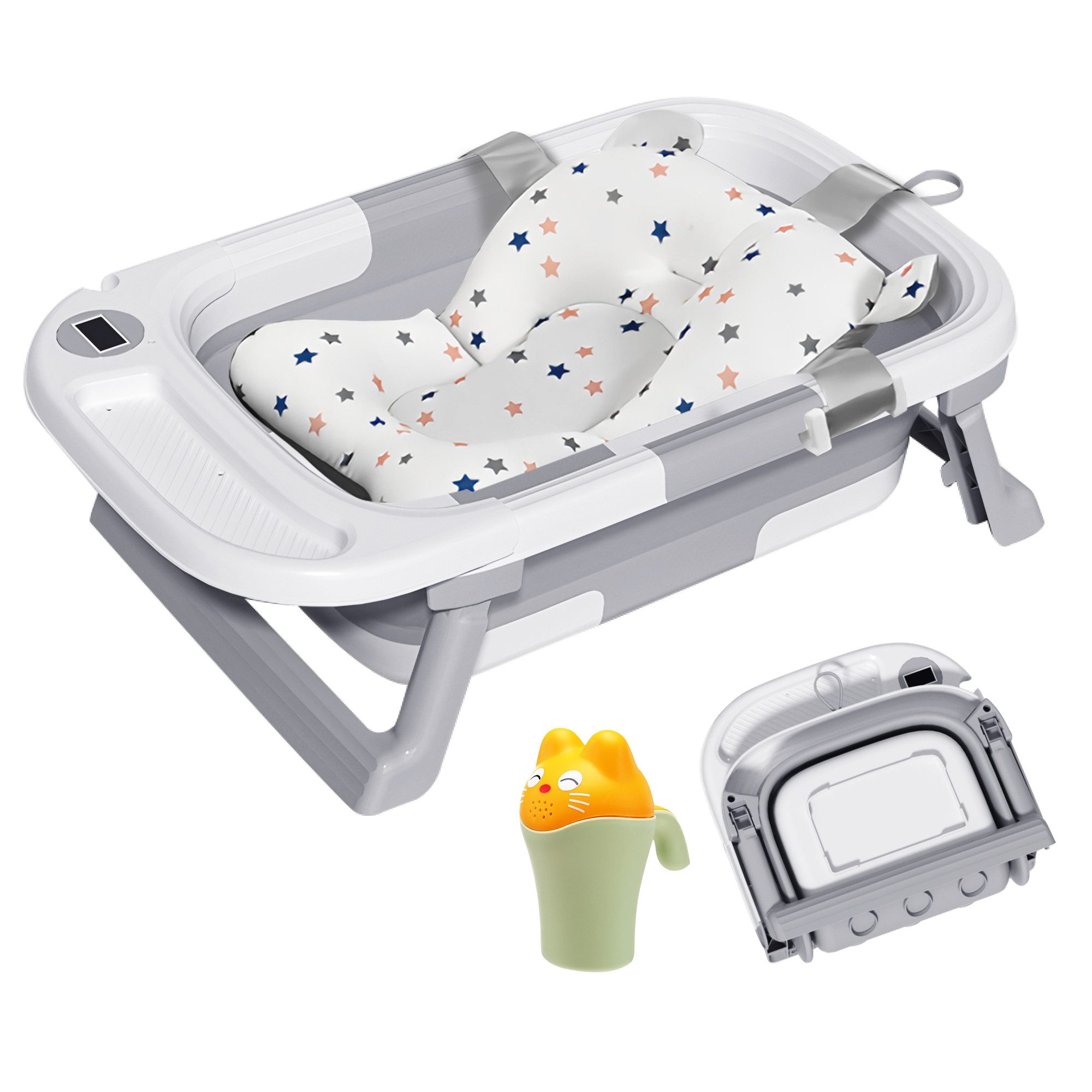 SEHAUSEU Babybadewanne faltbar Babywanne Badewanne, mit Thermometer, Haarwaschbecher