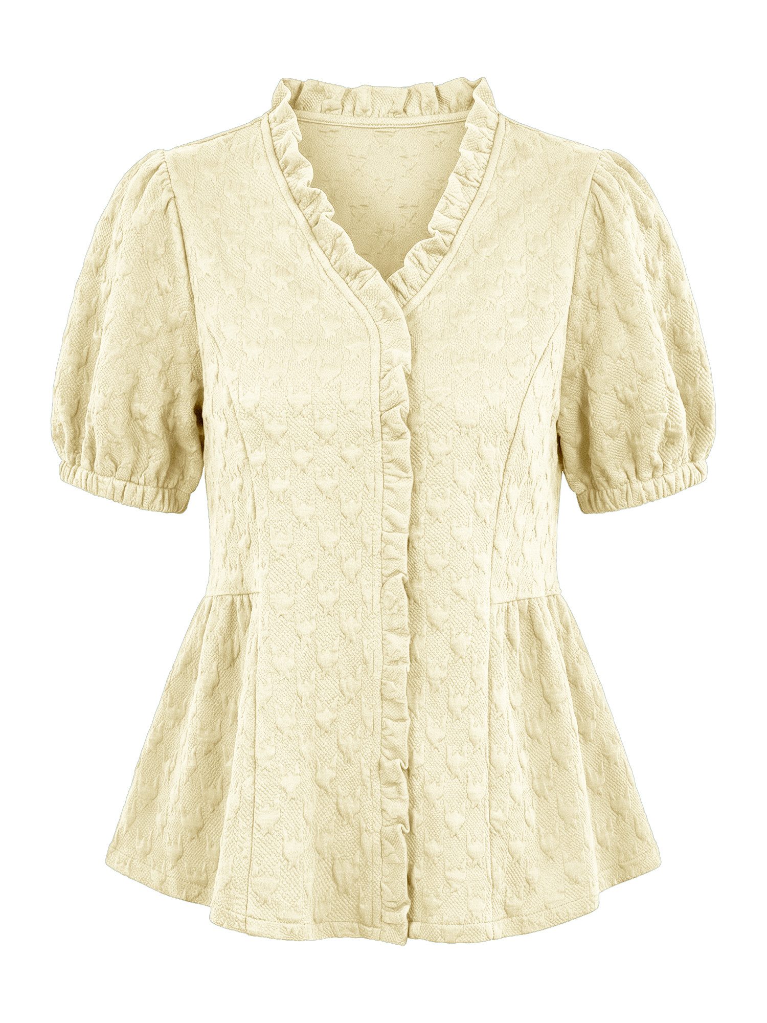 Imily Bela Kurzarmbluse Damen Oberteile mit Peplum-Puffärmeln (Packung, 1-t günstig online kaufen