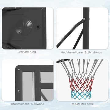 SPORTNOW Basketballständer 195-370 cm Höhenverstellbarer Basketballkorb mit Ständer, Stahl (Set, 1-St., Basketball-Backboardständer), einstellbare Höhe