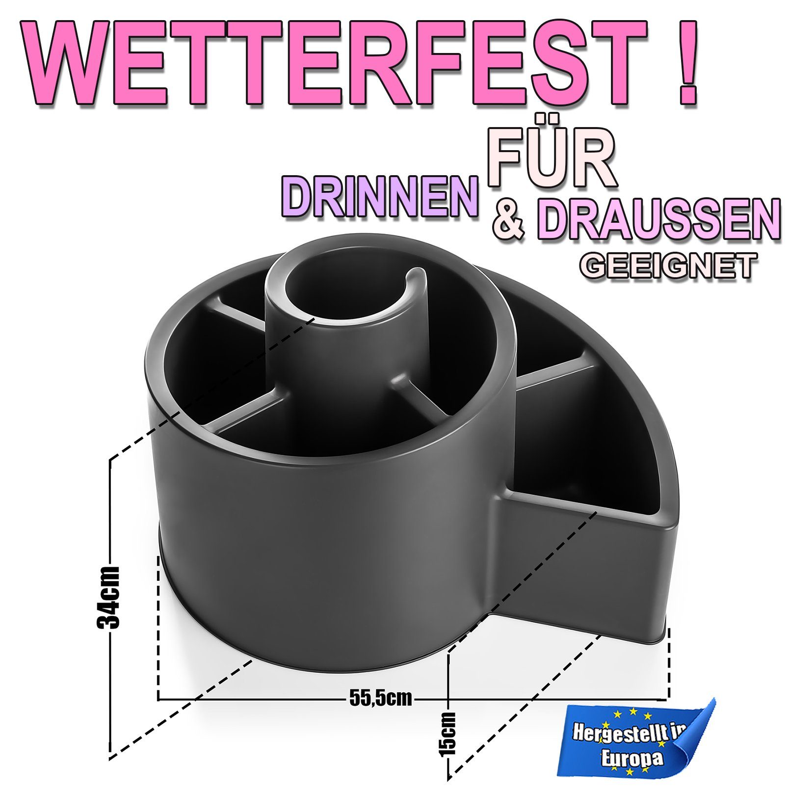 BigDean Kräuterspirale Blumentreppe aus Kunststoff in Anthrazit BxH 55,5x34 cm (Packung, 1 St., Kräuterschnecke), Kräuterspirale, Kräuterschnecke, Blumenschnecke, 6 Kammern