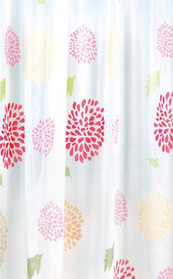 Aqualine Duschvorhang Duschvorhang 180x200cm, Blumendekor, Rot Breite 180 cm, Aqualine-ZV015
