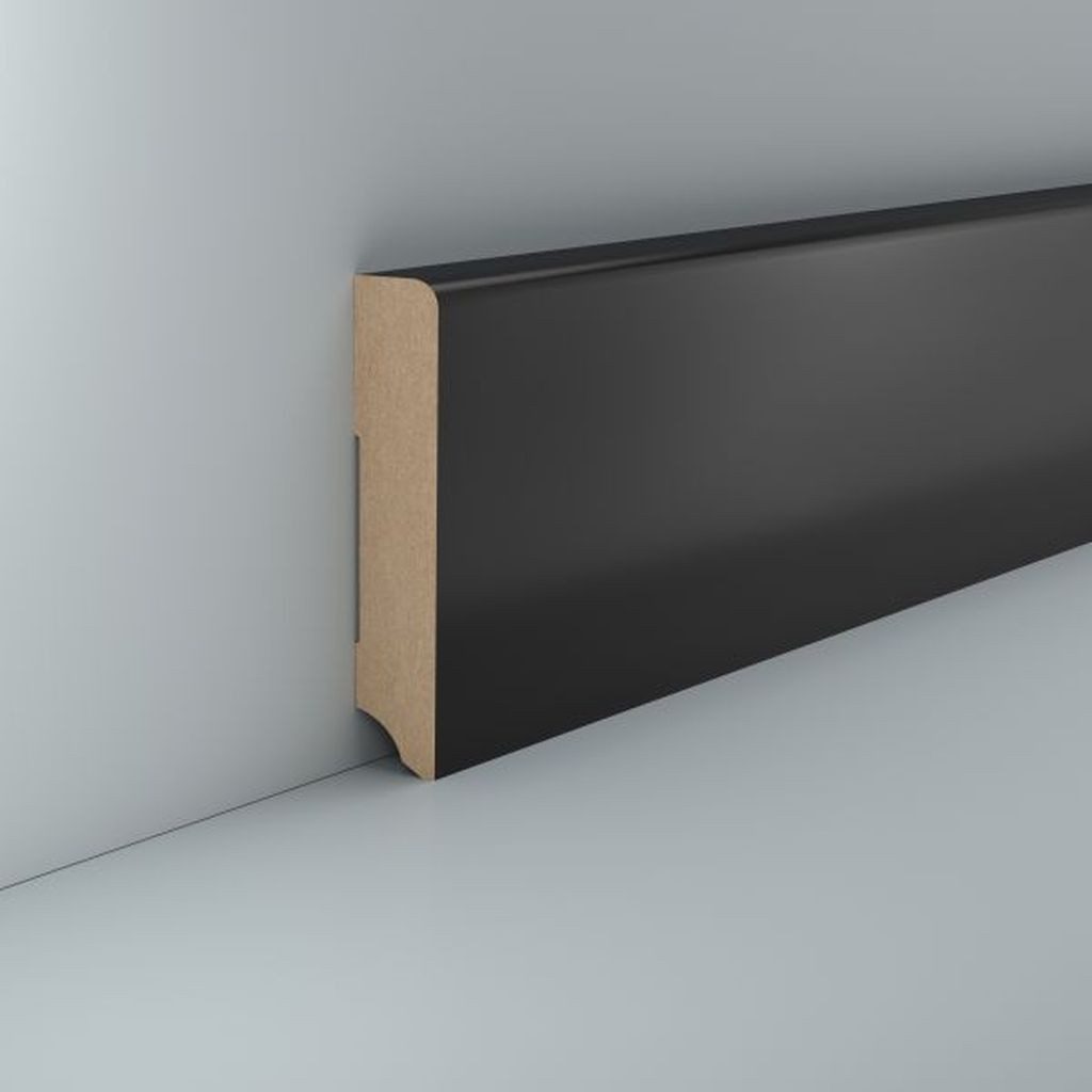 Südbrock Sockelleiste Sockelleiste schwarz MDF 19 x 96 Foliert Fußleiste Modern, L: 250 cm, H: 9.6 cm, 1-St.