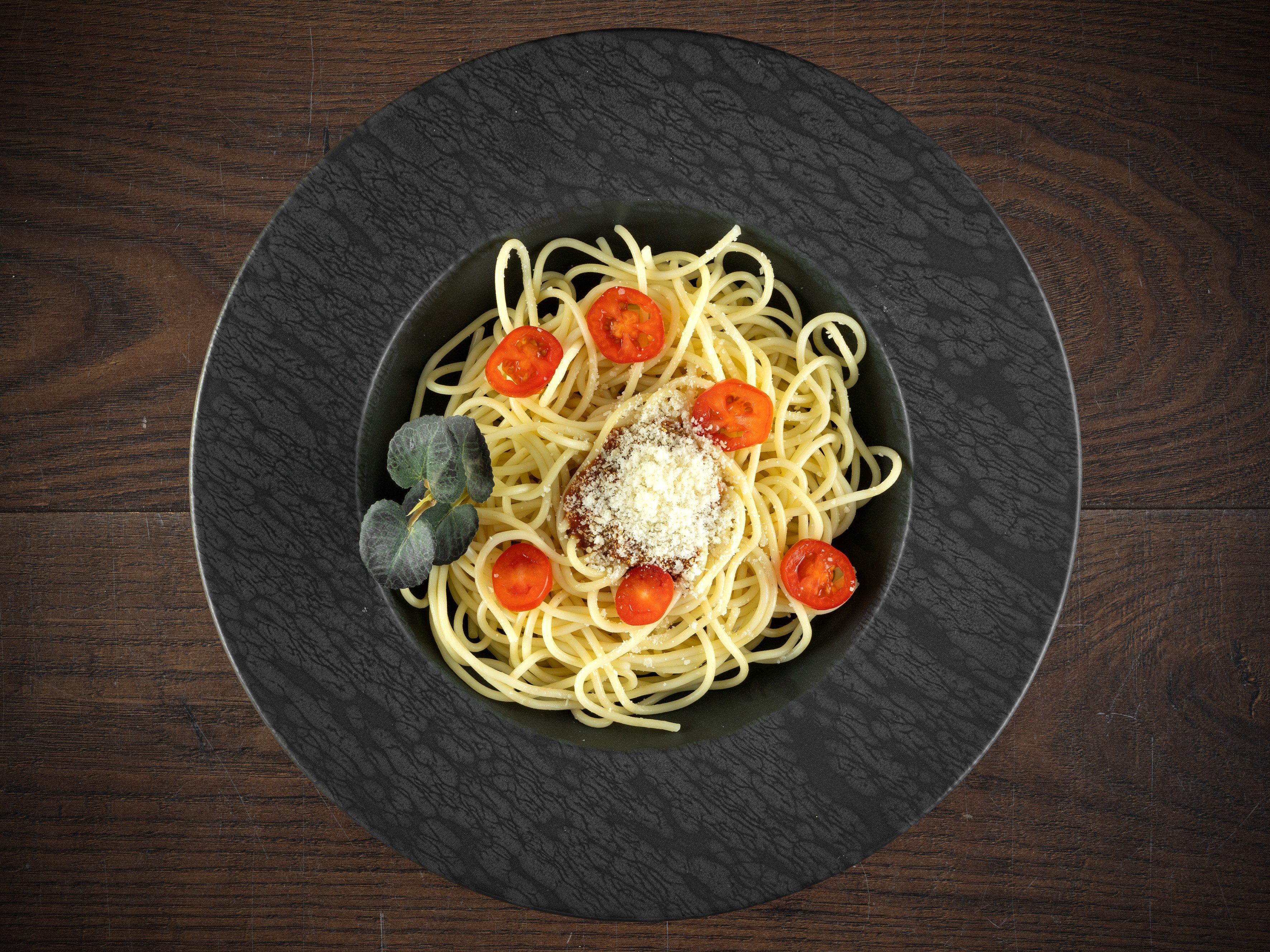 CreaTable Pastateller Schiefer Black, Pasta Gourmetteller Set 2-tlg, (2 St), Teller Set, Seidenmatte Spezialglasur, Ausdruckstarkes Relief