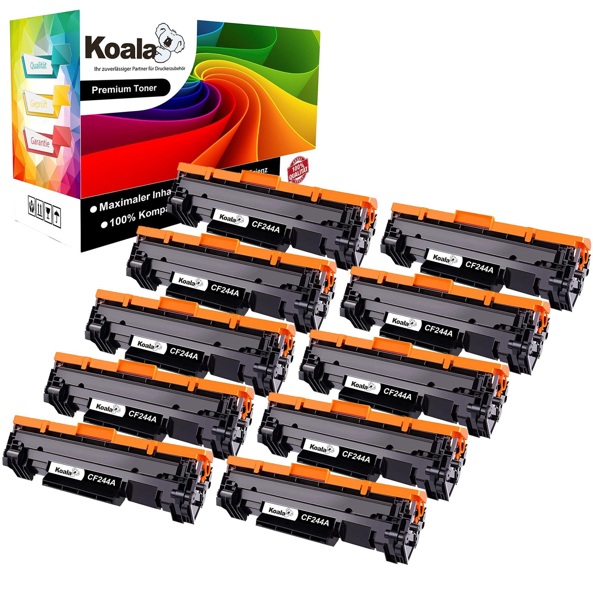 Koala Tonerkartusche 10PK HP 44A CF244A Toner für LaserJet M15 M28w M15a M28a Schwarz, (Packung, Druckleistung bis ca. 1000 Seiten), Für HP LaserJet Pro M15a M15w M16a M16w MFP M28a M28w M29a M29w