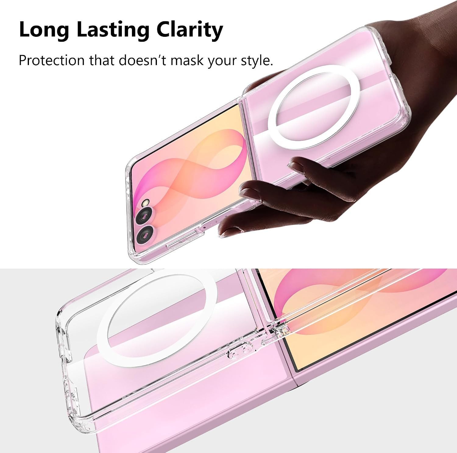 MSM Protech Handyhülle Hülle für Samsung Galaxy Z Flip 8 5G Silikon Schutz Klar Slim MagSafe – Bild 2 von 5