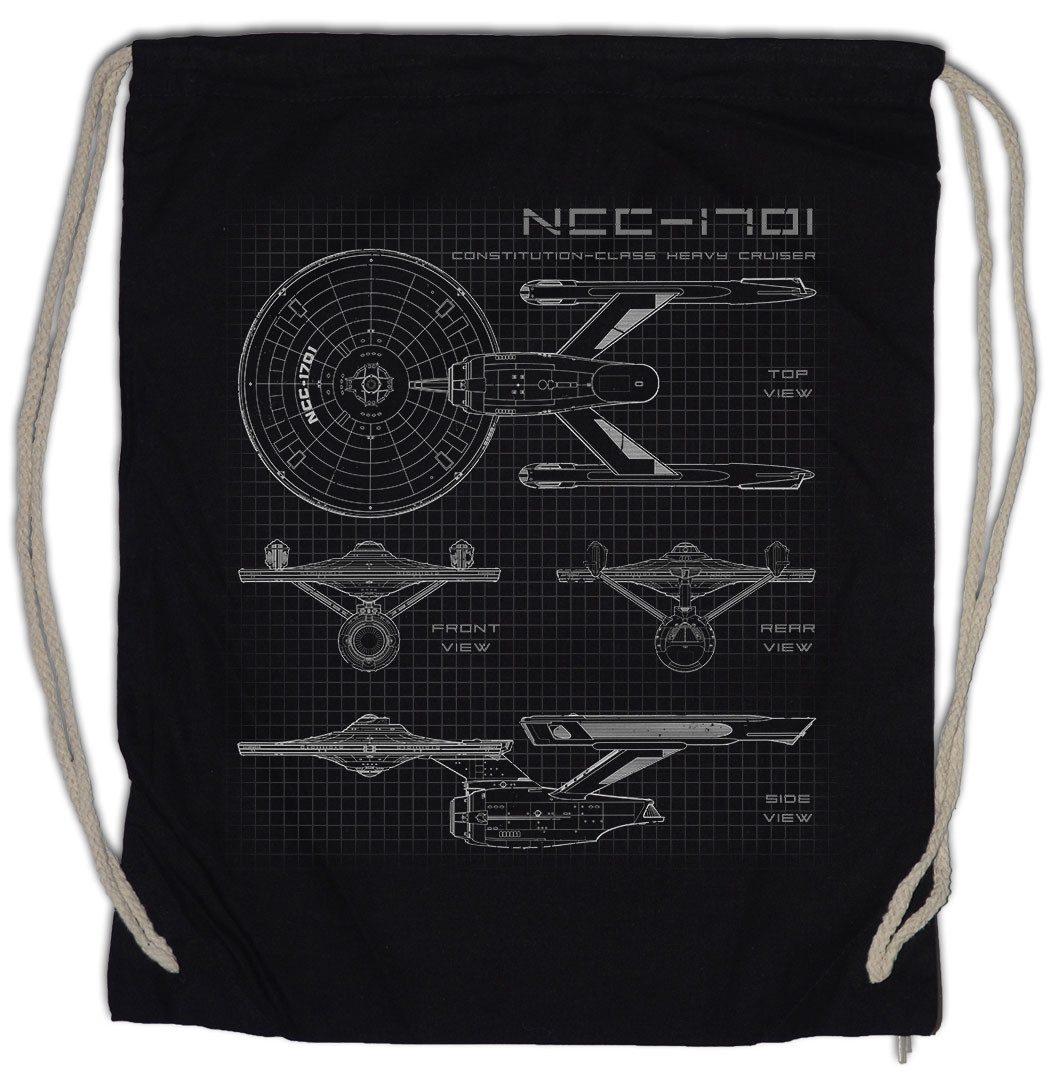Urban Backwoods Turnbeutel Star Ship Blueprint Turnbeutel Blaupause NCC-1701 Enterprise USS Fleet (1-tlg), Trek Sternenflotte TNG Trekkie