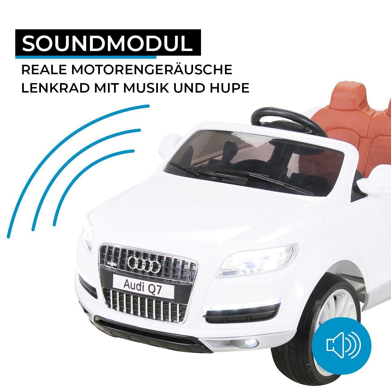 Belastbarkeit Weiß Elektroauto Volt (2-tlg), - 4L, x 35 Kinder Q7 Fernbedienung Fahrzeug Kinder Elektro Actionbikes kg, Audi Motoren Motors Auto Elektro-Kinderauto Sicherheitsgurt 12 2