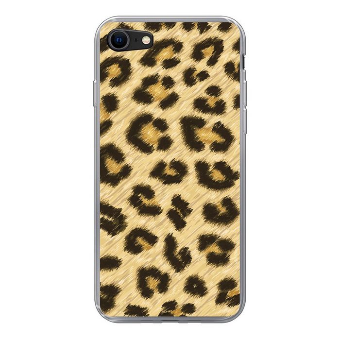 MuchoWow Handyhülle Eine Nahaufnahme eines illustrierten Leopardenfells Handyhülle Apple iPhone SE (2020) Smartphone-Bumper Print Handy