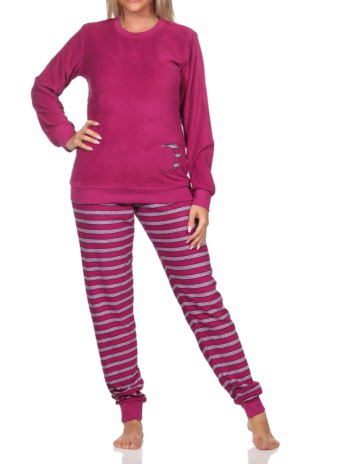Normann Pyjama Normann Damen Frottee Schlafanzug mit Bündchen - auch in Übergrössen