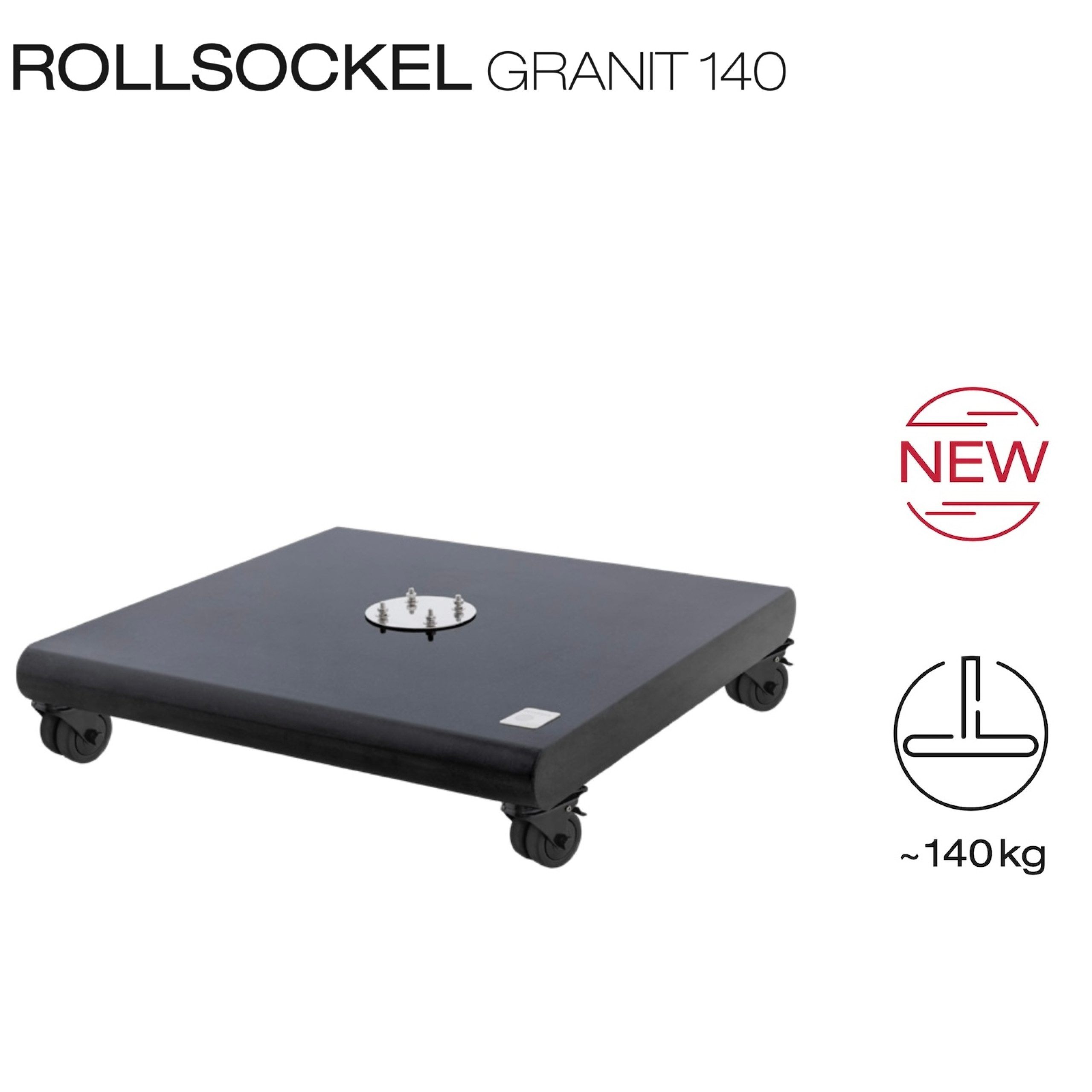 Knirps® Sonnenschirm KNIRPS Granitsockel 140 kg Rollsockel schwarz poliert mit Rollen für