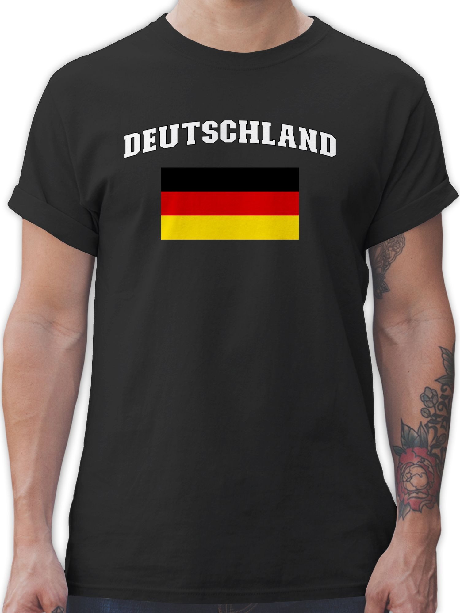 T-Shirt Deutschland Schriftzug mit Flagge, Germany, BRD, Deutsche Bundesrep