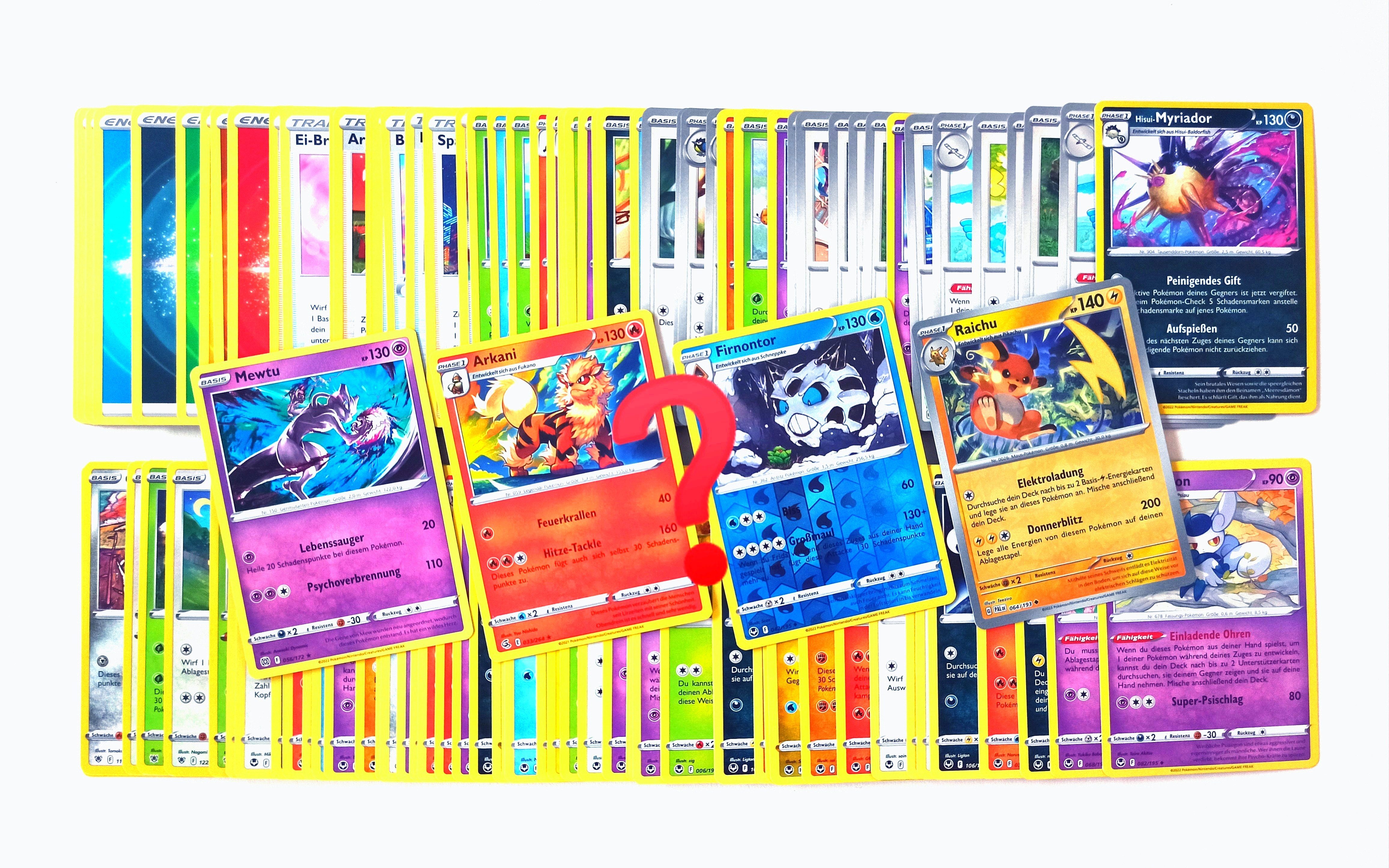 The Pokémon Company International Sammelkarte 100 Pokémon-Karten - Deutsch - zufällig Sortiert und gemischt, + 2 Reverse Holo + 2 Rare
