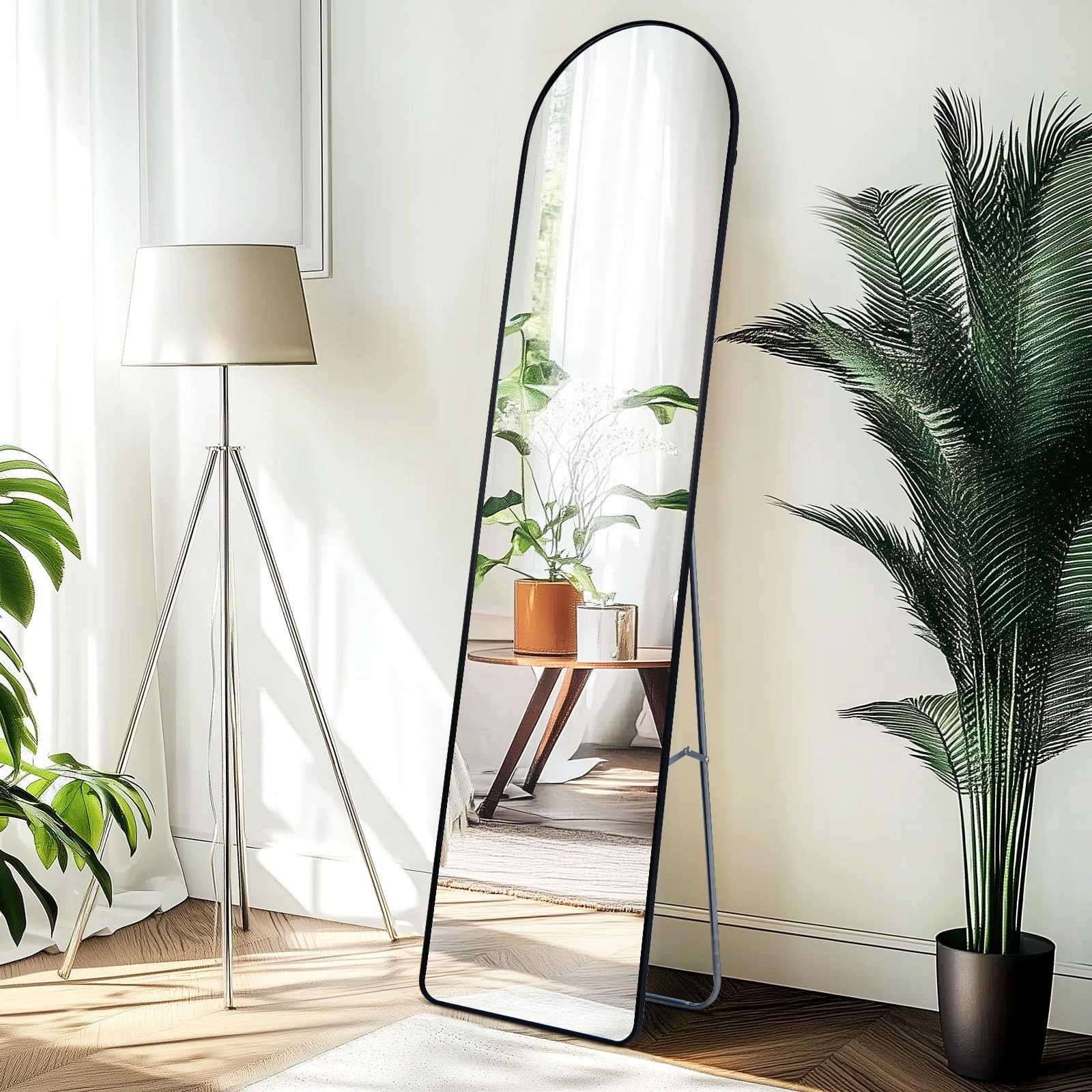 Youyijia Ganzkörperspiegel Ganzkörperspiegel Bogenform Großer Wandspiegel, Stand Wandmontage