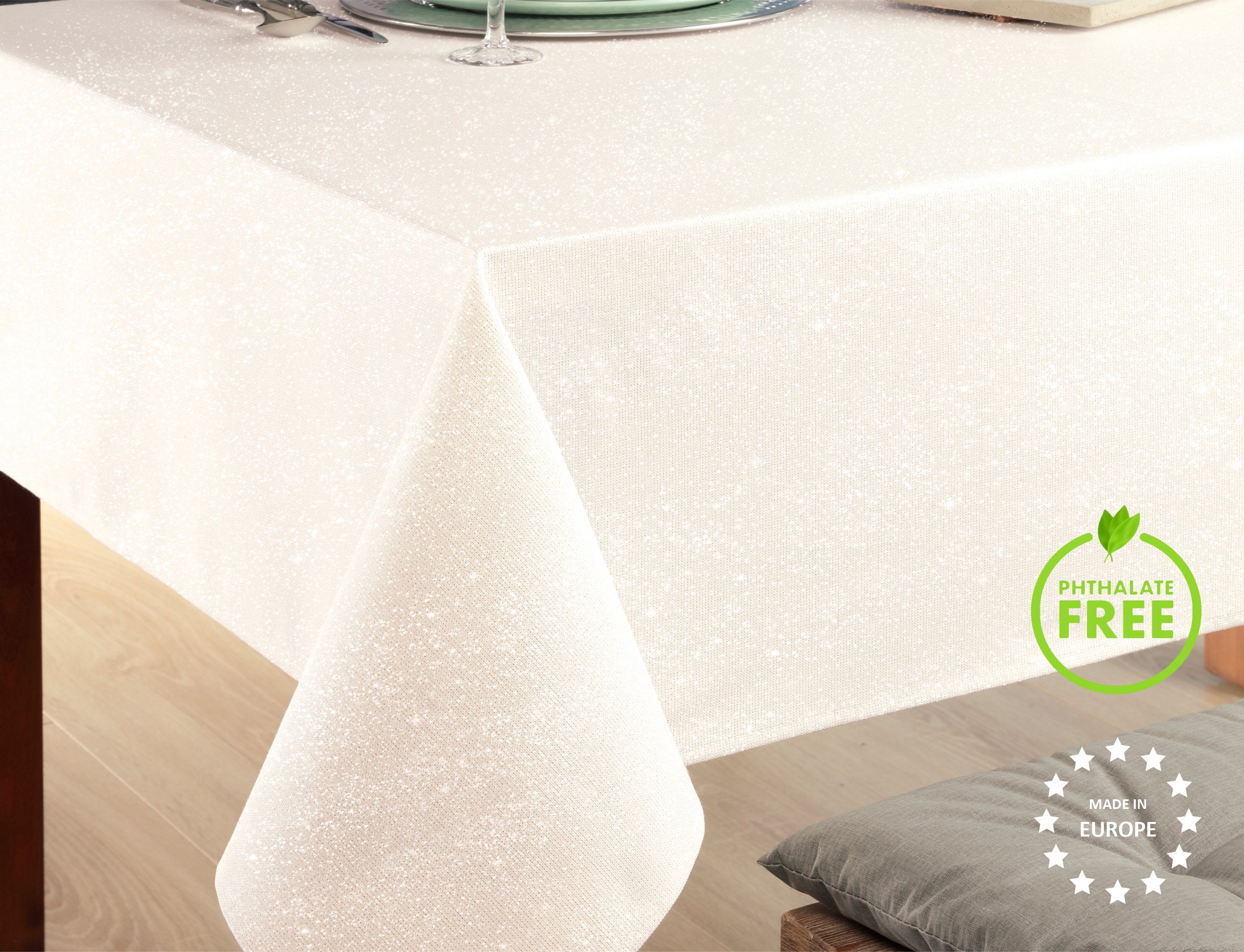 Beautex Tischdecke Baumwolle Tischdecke mit Fleckenschutz, mit Glanz-Lurex Faser (1-tlg)