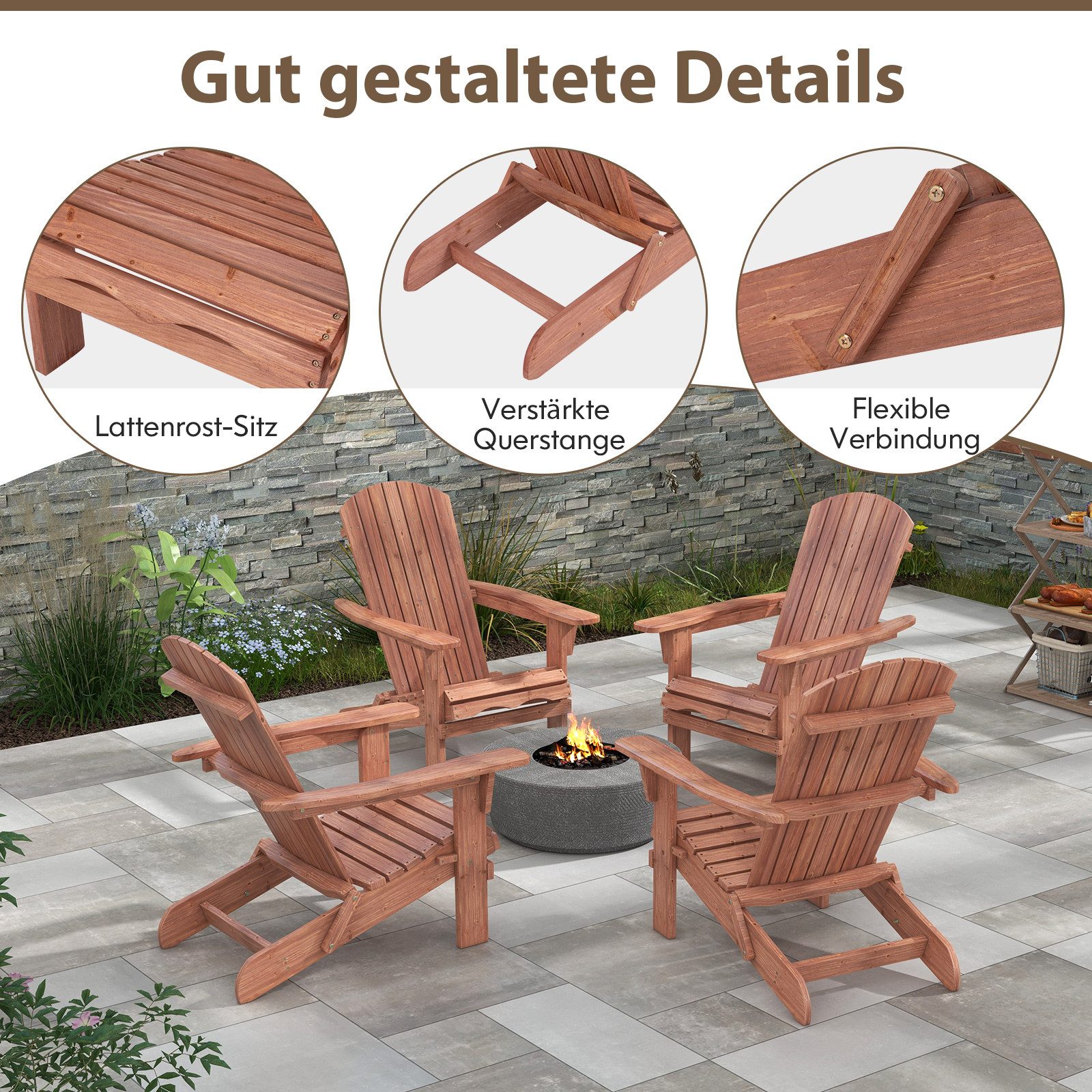 COSTWAY Gartenstuhl (1 St), Adirondack Stuhl günstig online kaufen