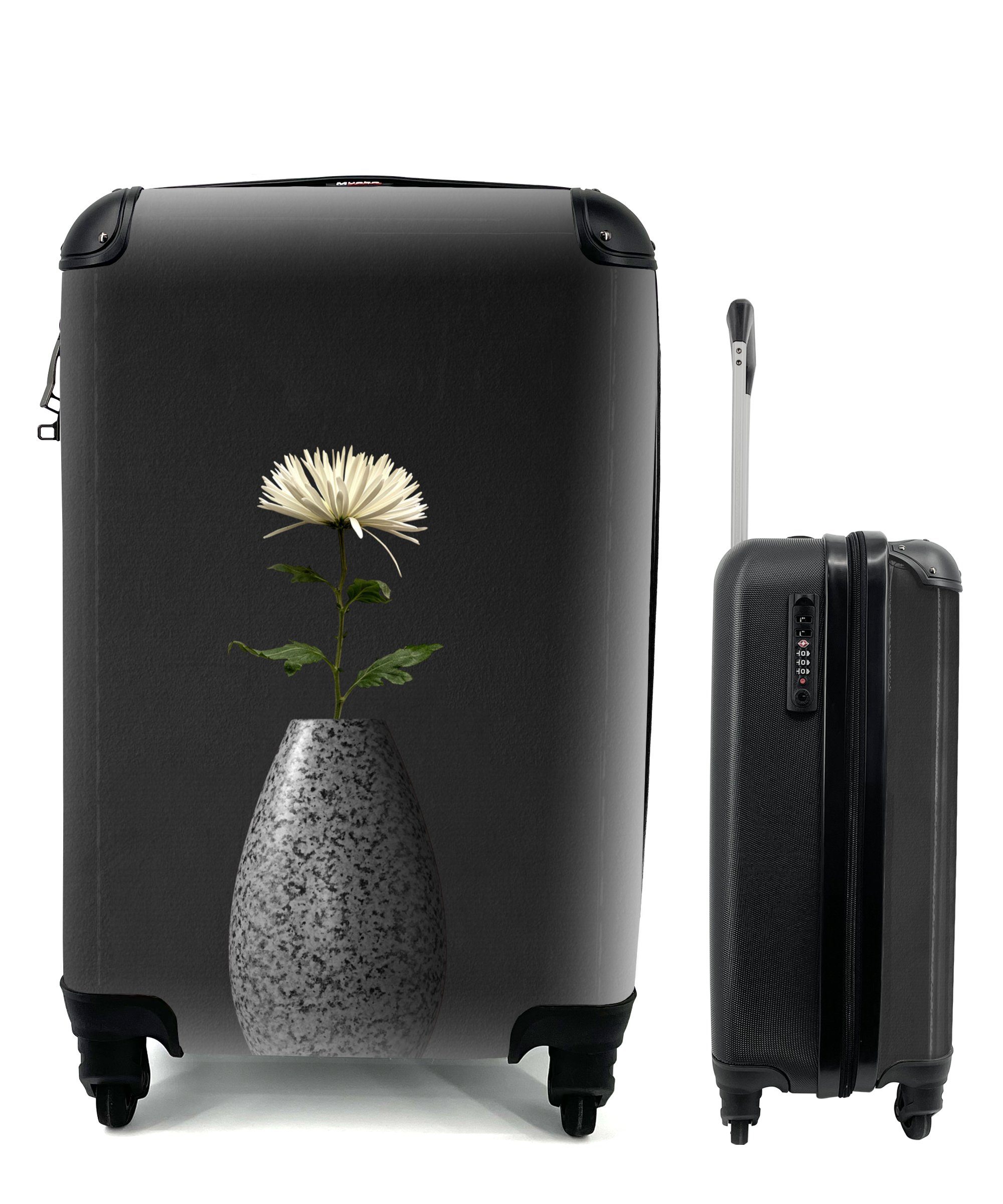 MuchoWow Handgepäckkoffer Stilleben - Vase - Blume, 4 Rollen, Reisetasche mit rollen, Handgepäck für Ferien, Trolley, Reisekoffer