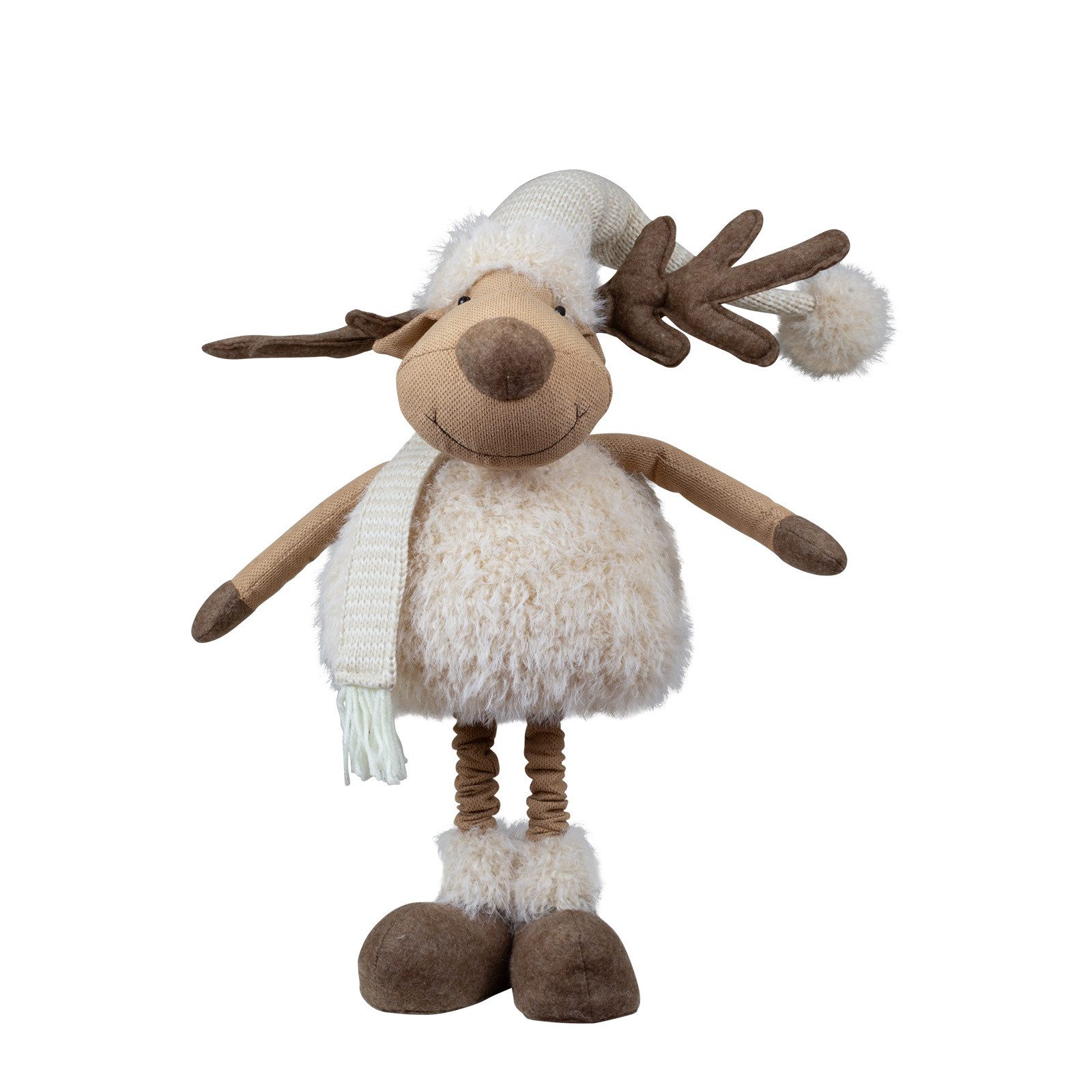 Christmas Paradise Weihnachtsfigur Elch ausziehbar 43-67cm (71-92cm) (1 St., Dekofigur), Rentier mit Teleskopbeinen, Weihnachtsdeko Beige