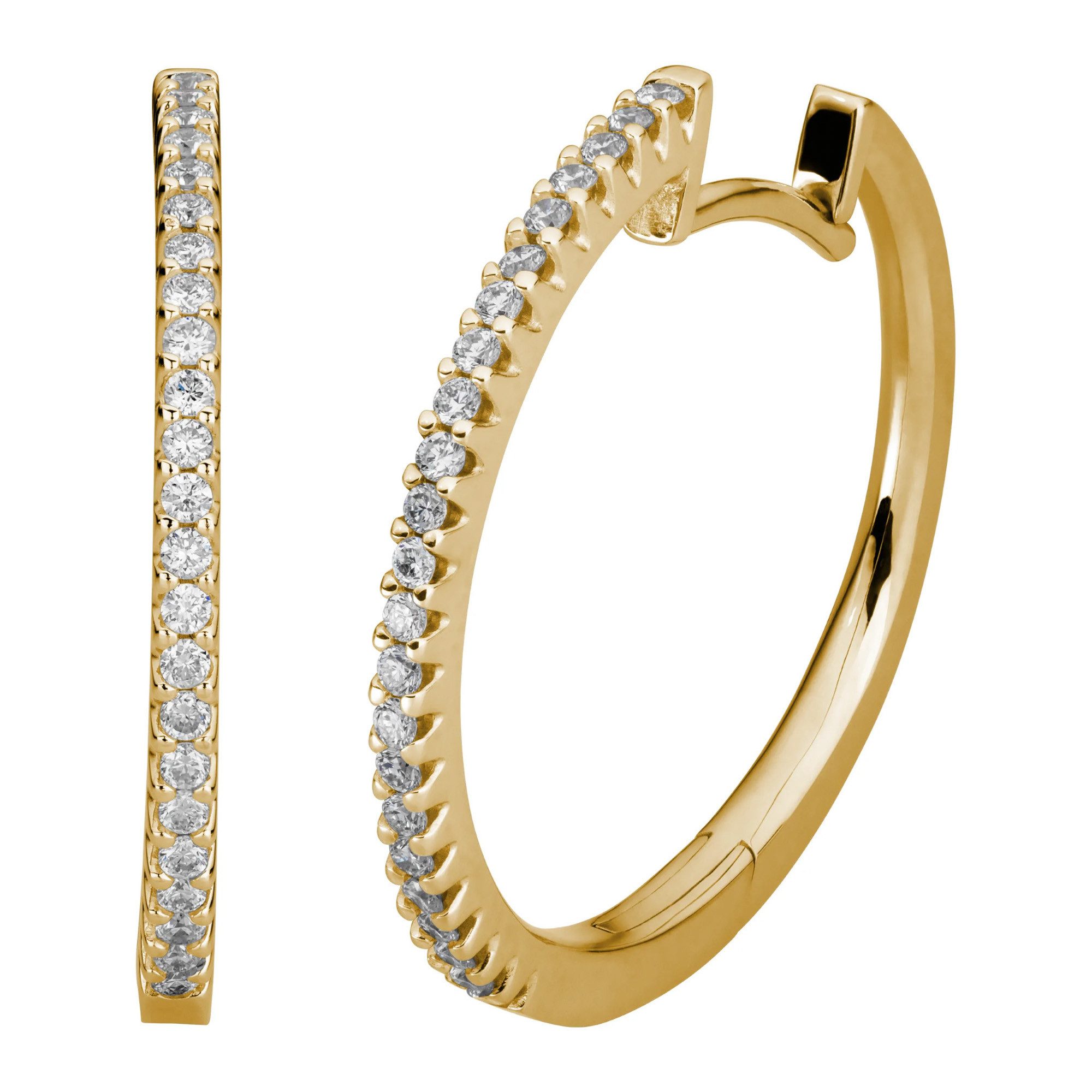 Paar Creolen 585/- Gelbgold 46 synth. Diam. 0,34ct.