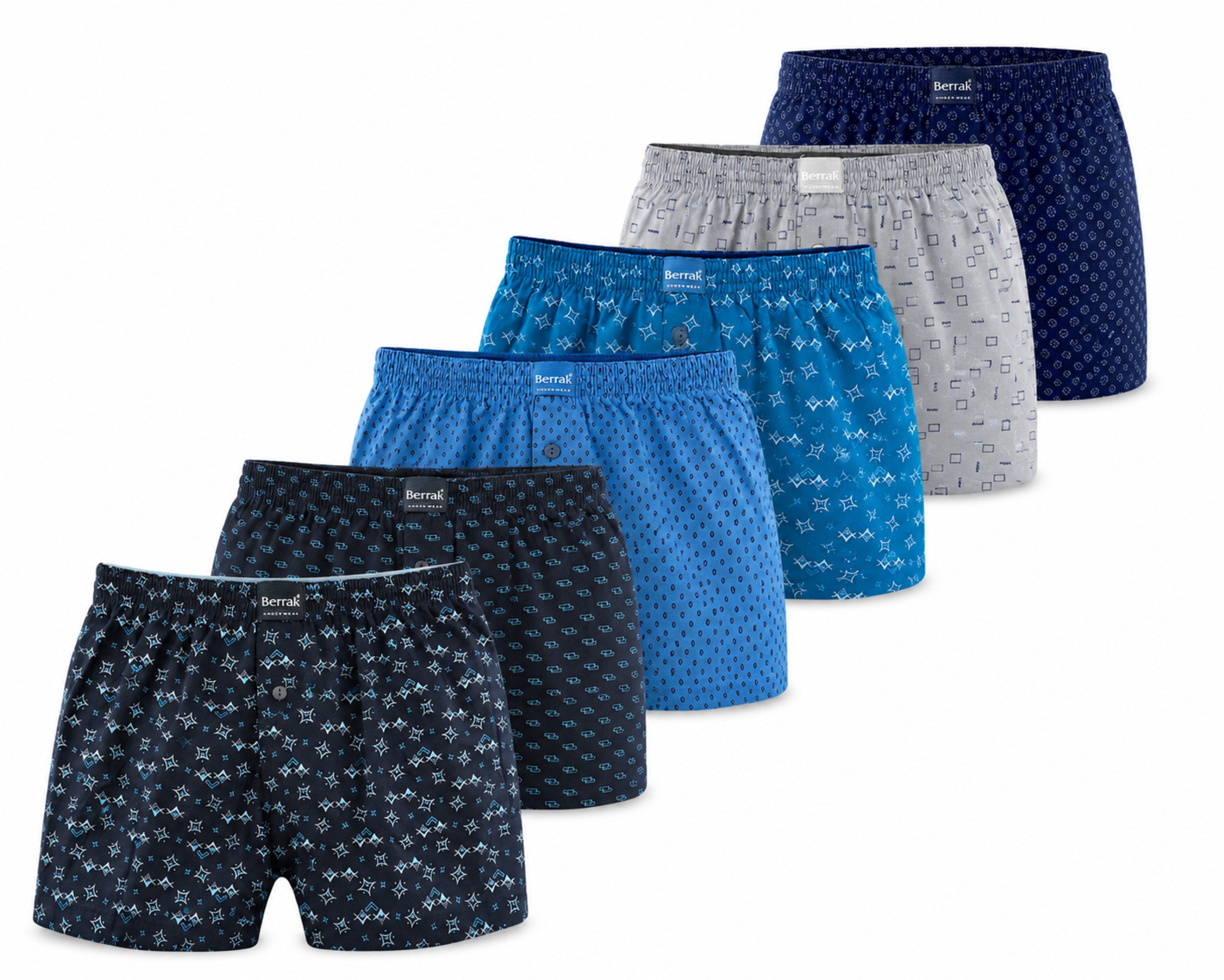 Berrak Boxershorts Herren 8er Pack aus Baumwolle – Unterhosen, Retro-Shorts, Gr. M-3XL (Spar-Set, 8-St., 8er-Pack) Premium Qualität 1054