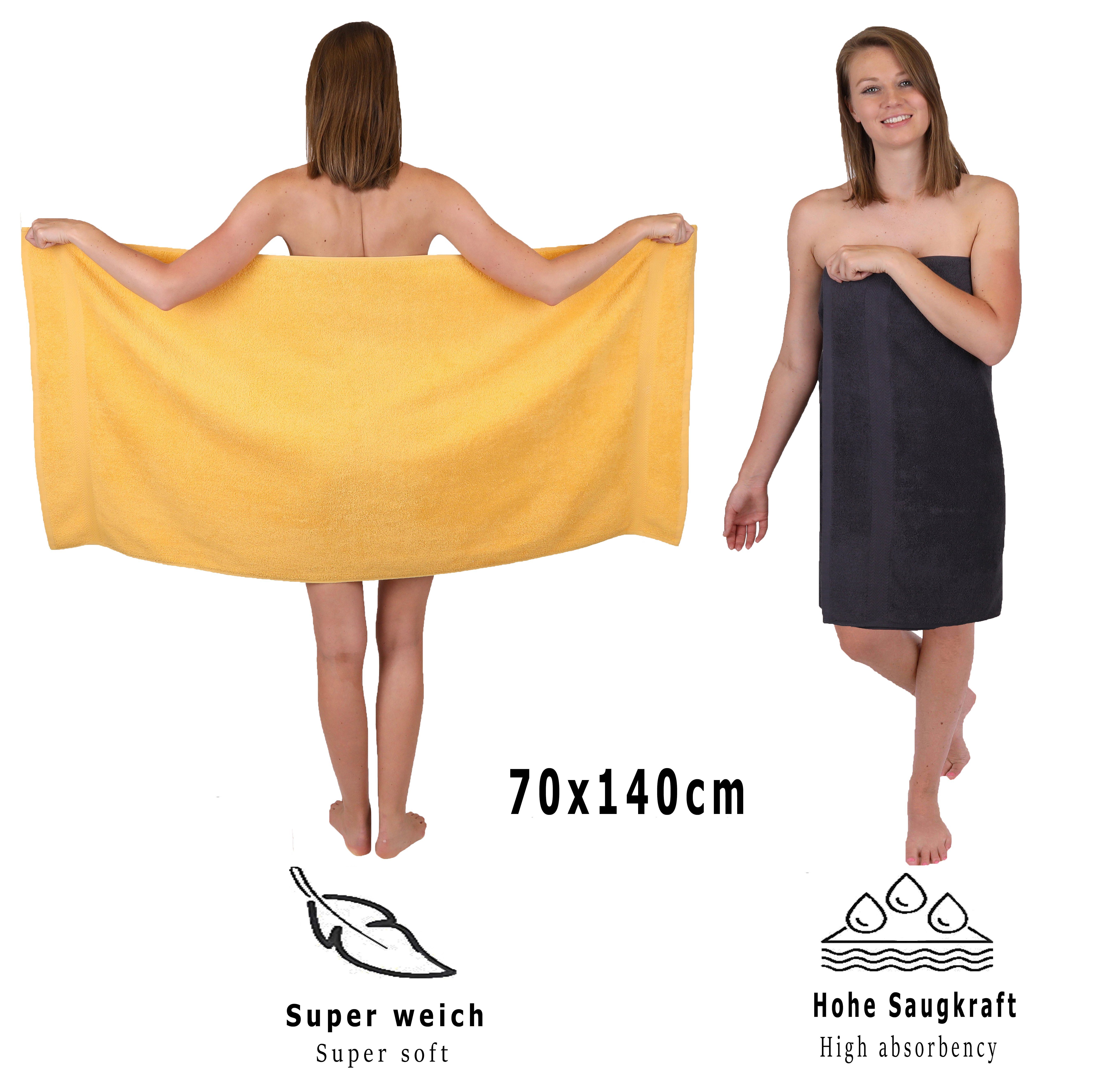 Betz Handtuch Set 12-TLG. (12-tlg) honiggelb/Graphit, Handtuch Set Baumwolle, Premium