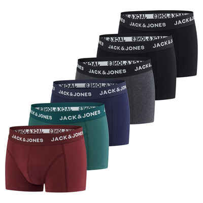 Jack & Jones Boxershorts Herren Retroshorts 6er Pack Basic Trunks (Vorteilspack, 6-St) Unterhosen mit Stretch