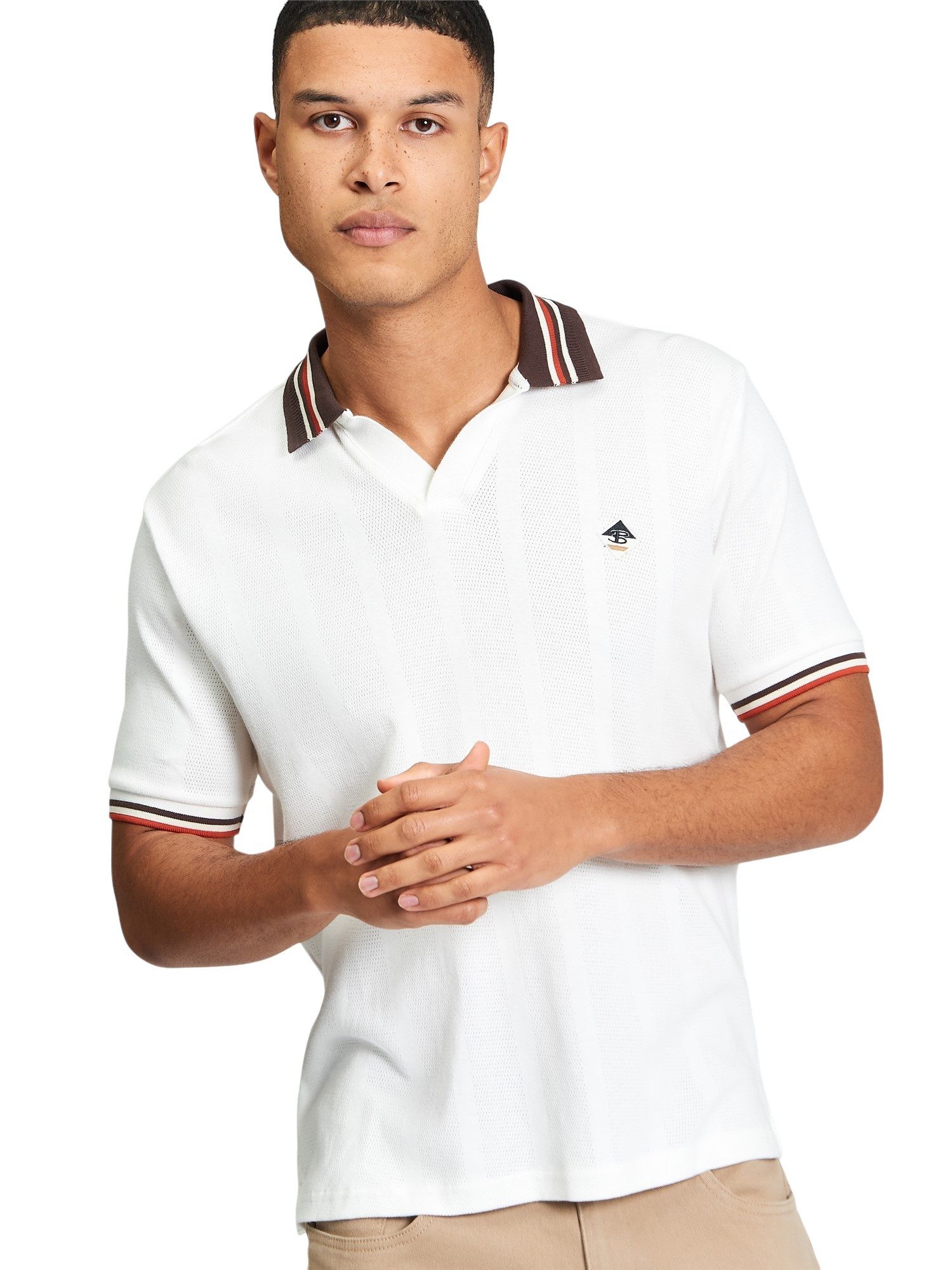 Ben Sherman Poloshirt Poloshirt Ben Sherman Trim Block Open Kontraststreifen (tipping) an Kragen und Ärmeln