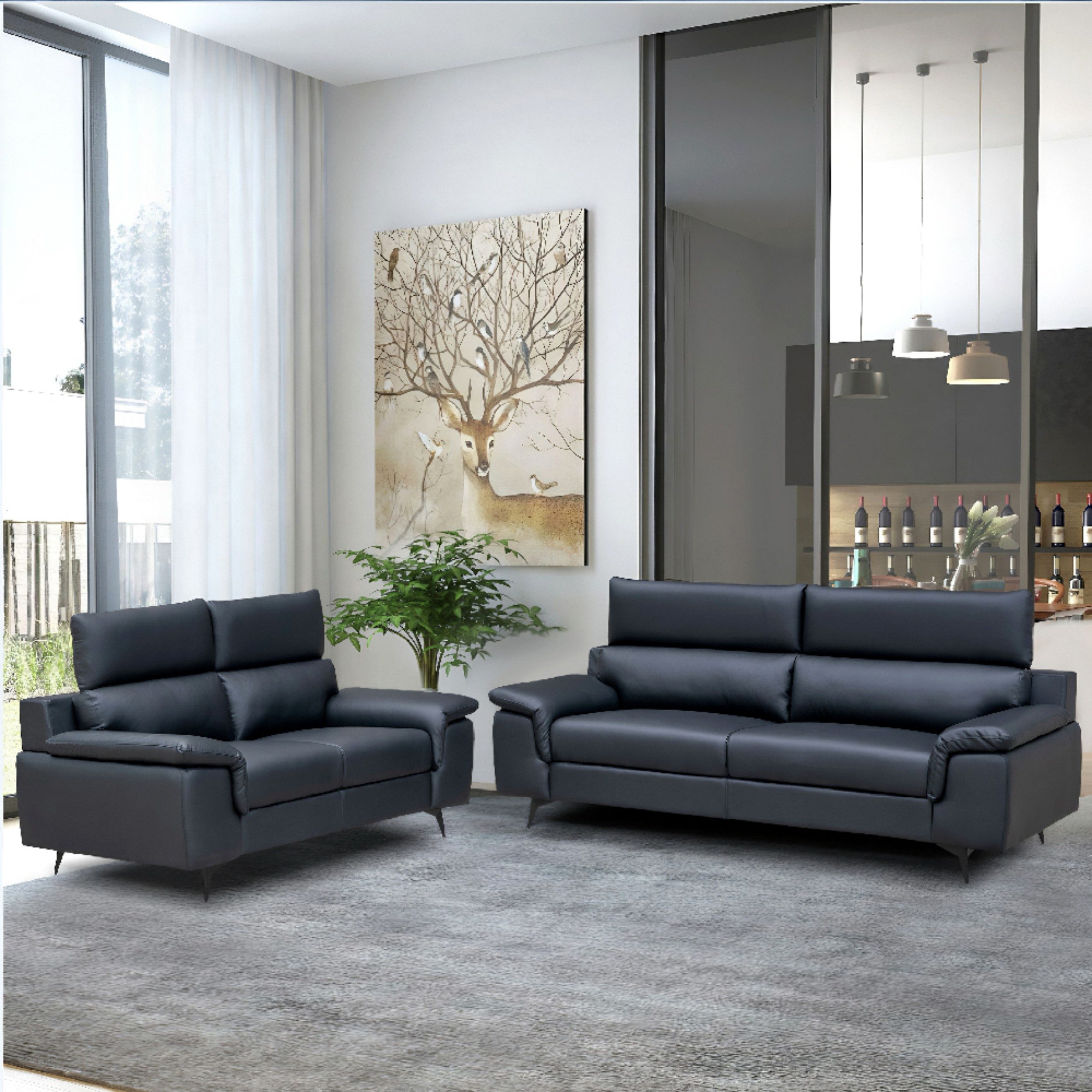 Happy Home Sofa Schlicht Modern Sofaset 2tlg. Couchgarnitur 3-2-Sitzer