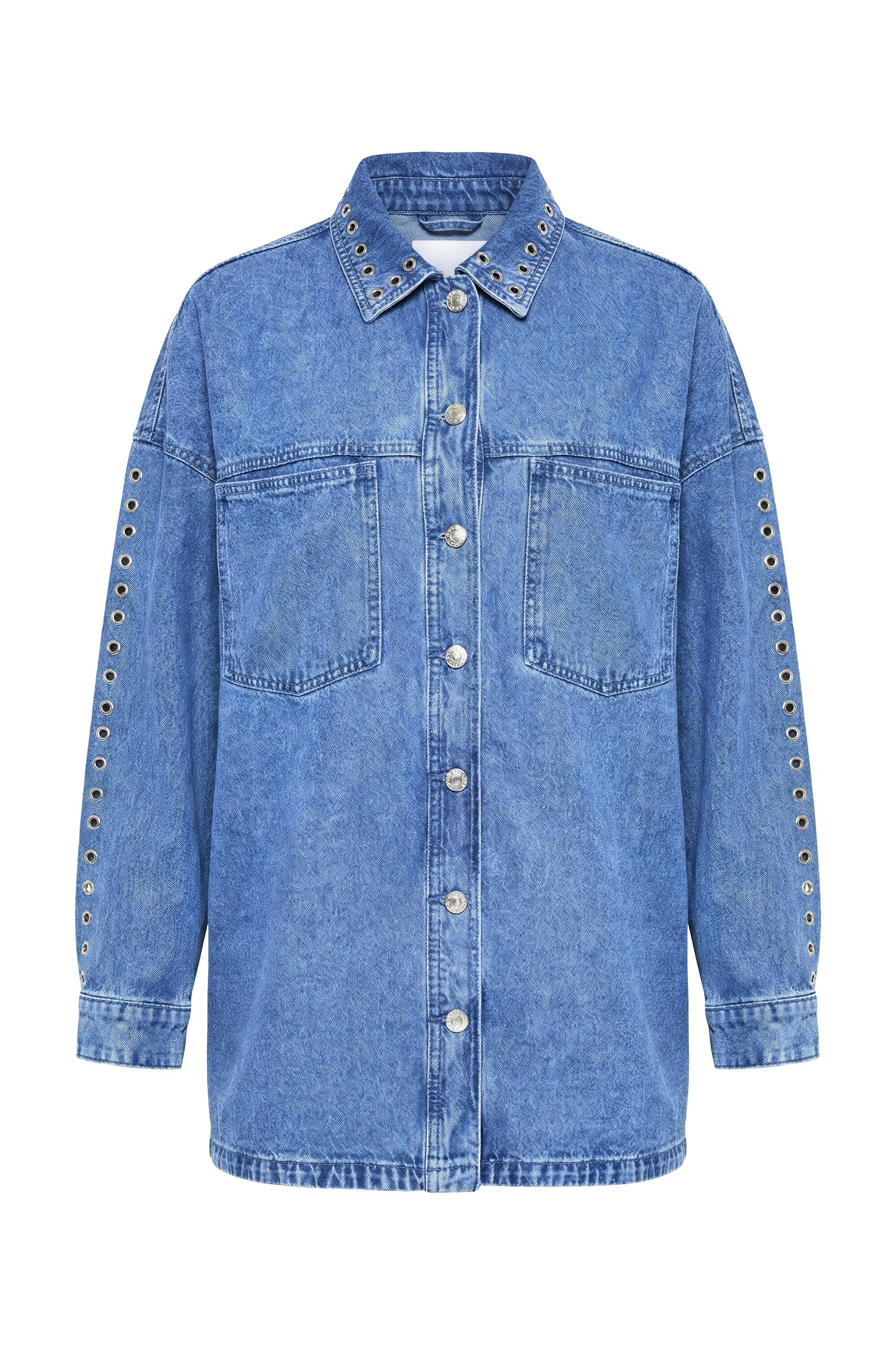 Studio Untold Hemdbluse Jeanshemd Oversize Shape Zier-Ösen günstig online kaufen