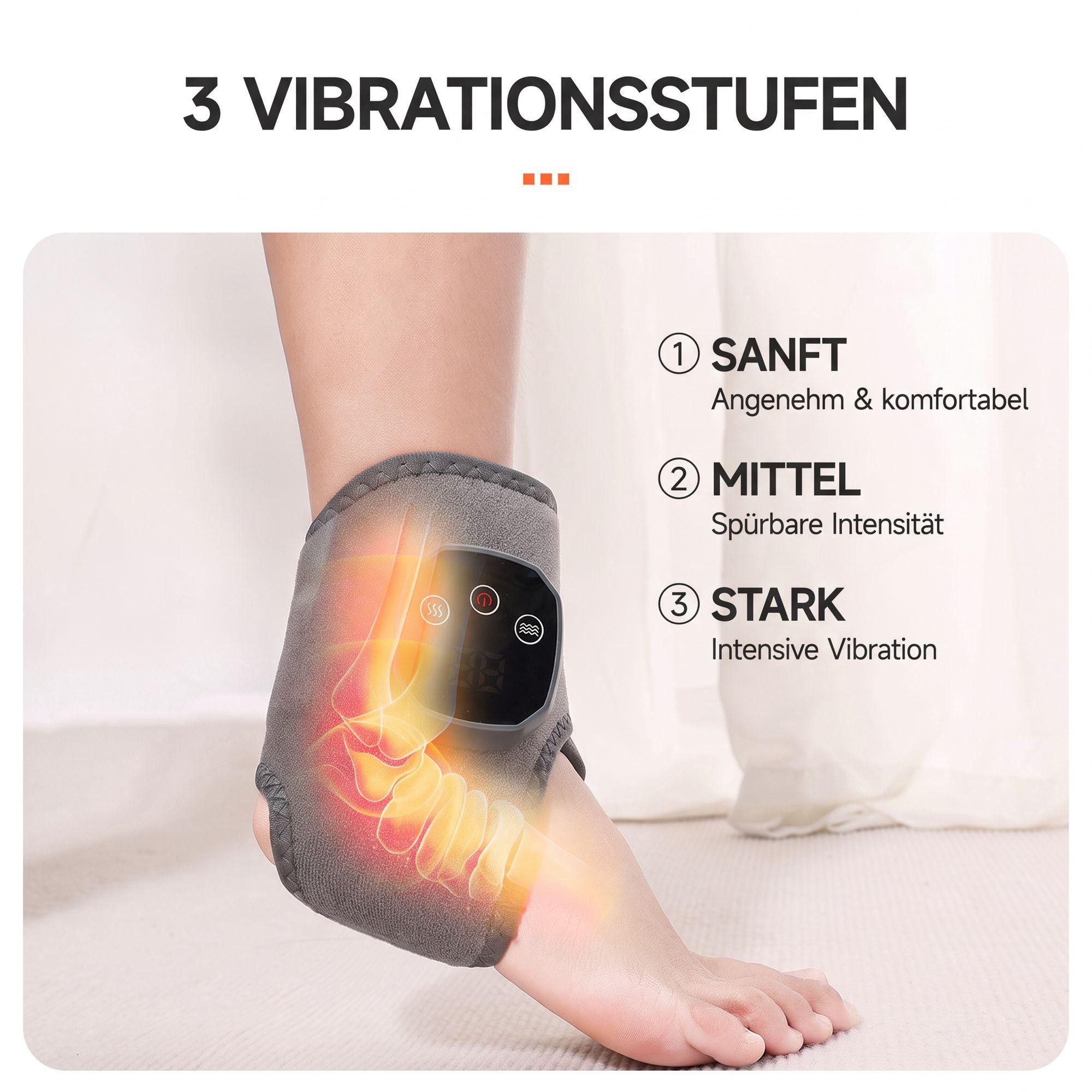 BBG Fußmassagegerät Elektrisches Fußknöchel-Massagegerät 1 Stück, LCD-Display, beheizbares Massagegerät mit 3 Vibrationsstufen und 4 Temperaturstufen 1-tlg., ve – Bild 3 von 5