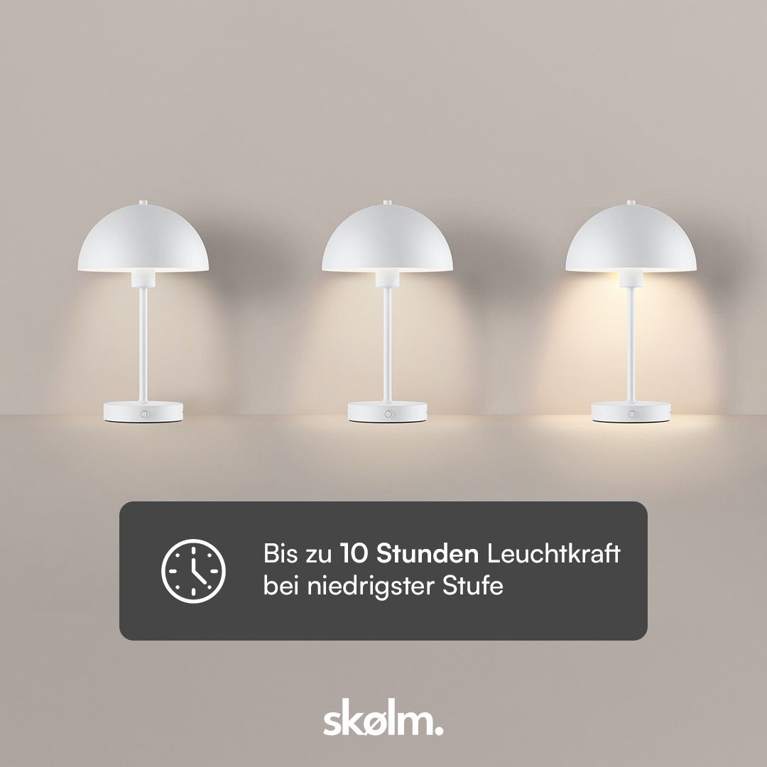 skølm Tischleuchte Aeriala mit Akku, Weiß, warmweißes Licht, Nachttischlampe dimmbar, LED Tischleuchte aufladbar, Pilzform – Bild 4 von 5