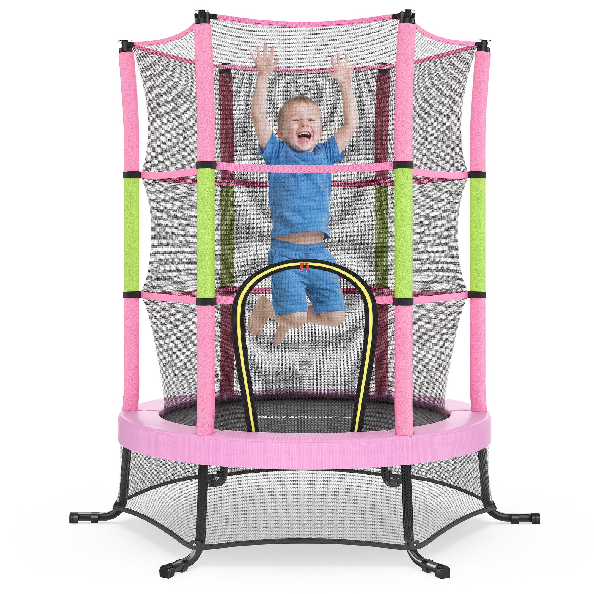 SONGMICS Kindertrampolin 174 cm Kindertrampolin mit Sicherheitsnetz, Randabdeckung, Stahlrahmen, Mini-Trampolin Fitness, Gartentrampolin, für indoor und outdoor