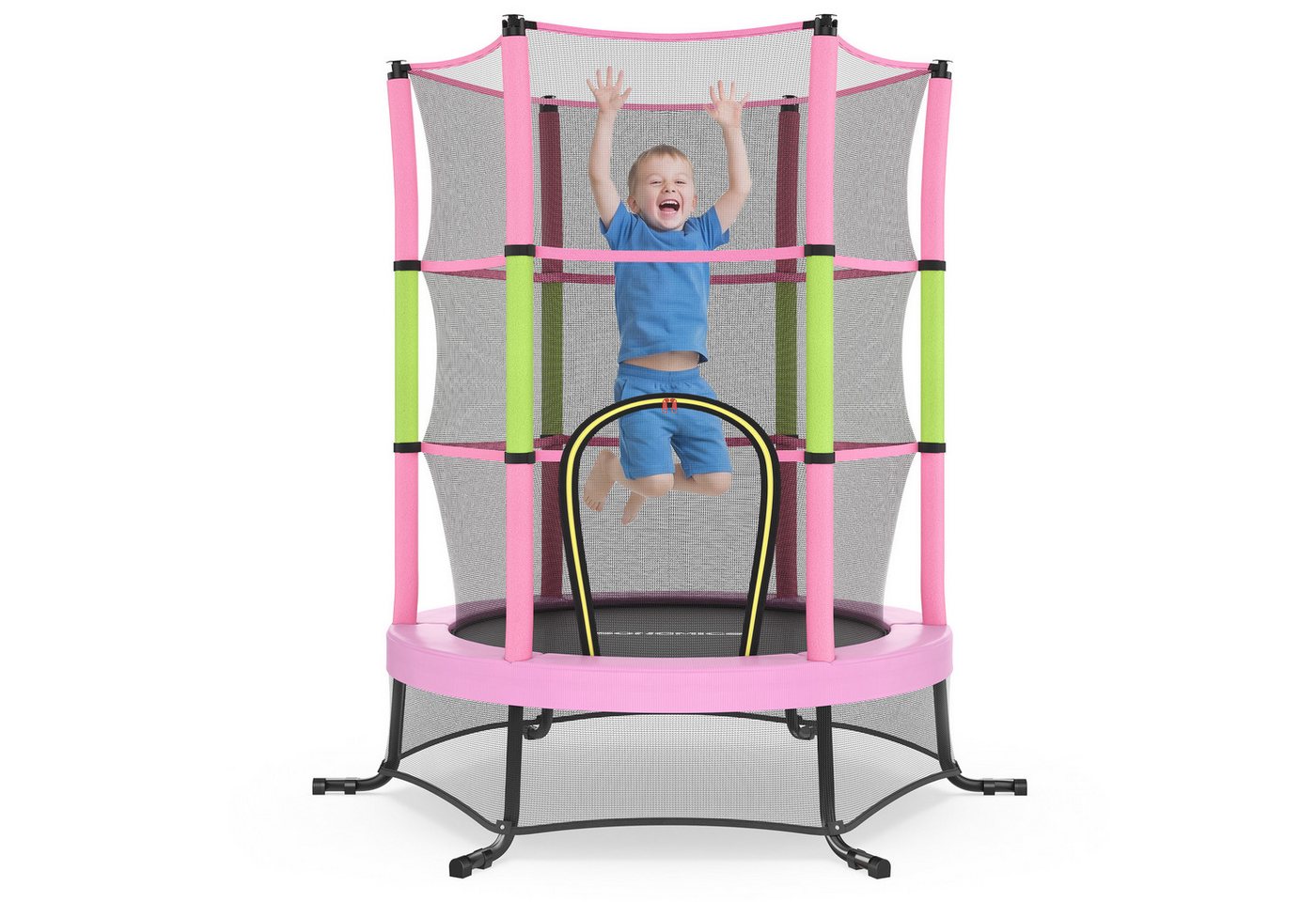 SONGMICS Kindertrampolin 174 cm Kindertrampolin mit Sicherheitsnetz, Randabdeckung, Stahlrahmen, Mini-Trampolin Fitness, Gartentrampolin, für indoor und outdoor