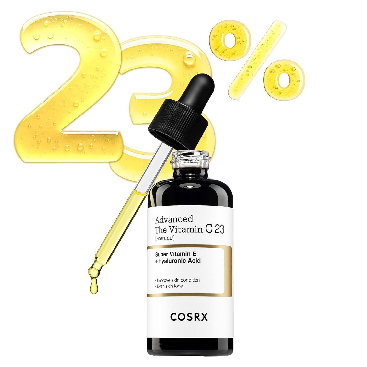 Cosrx Gesichtsserum Advanced The Vitamin C 23 Serum 20g – Hochdosiertes Vitamin C Serum mit 23% Ascorbinsäure, Hyaluronsäure & Super Vitamin E, aufhellendes, Korean Skincare Gesichtsserum für strahlenden Teint