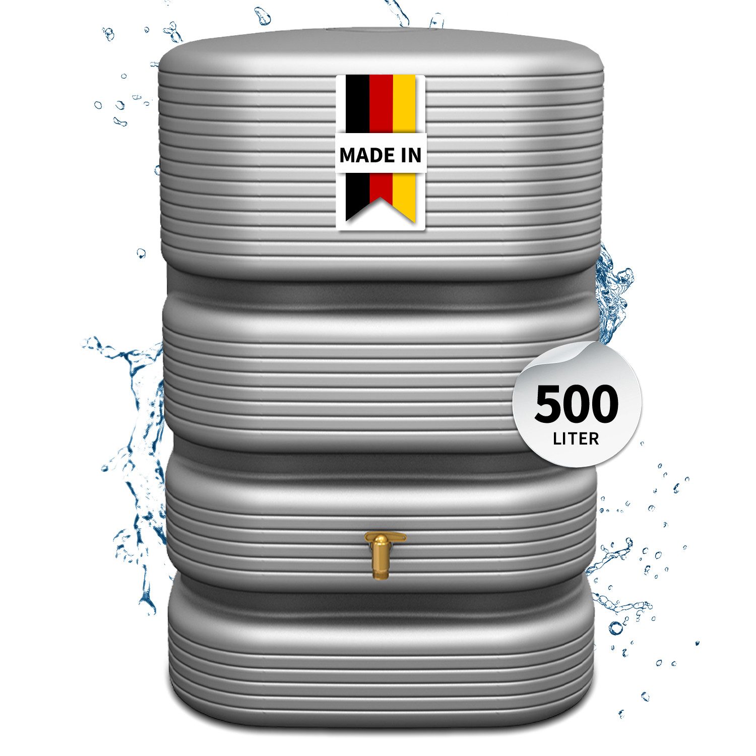 4rain Regentonne QUADRO Wandtank 500 Liter betongrau