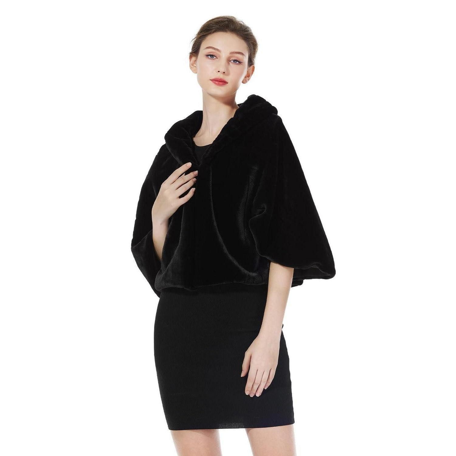 LuxusKollektion Modeschal Kunstpelz Bolero Stola Schwarz Plus Size, (1-St)