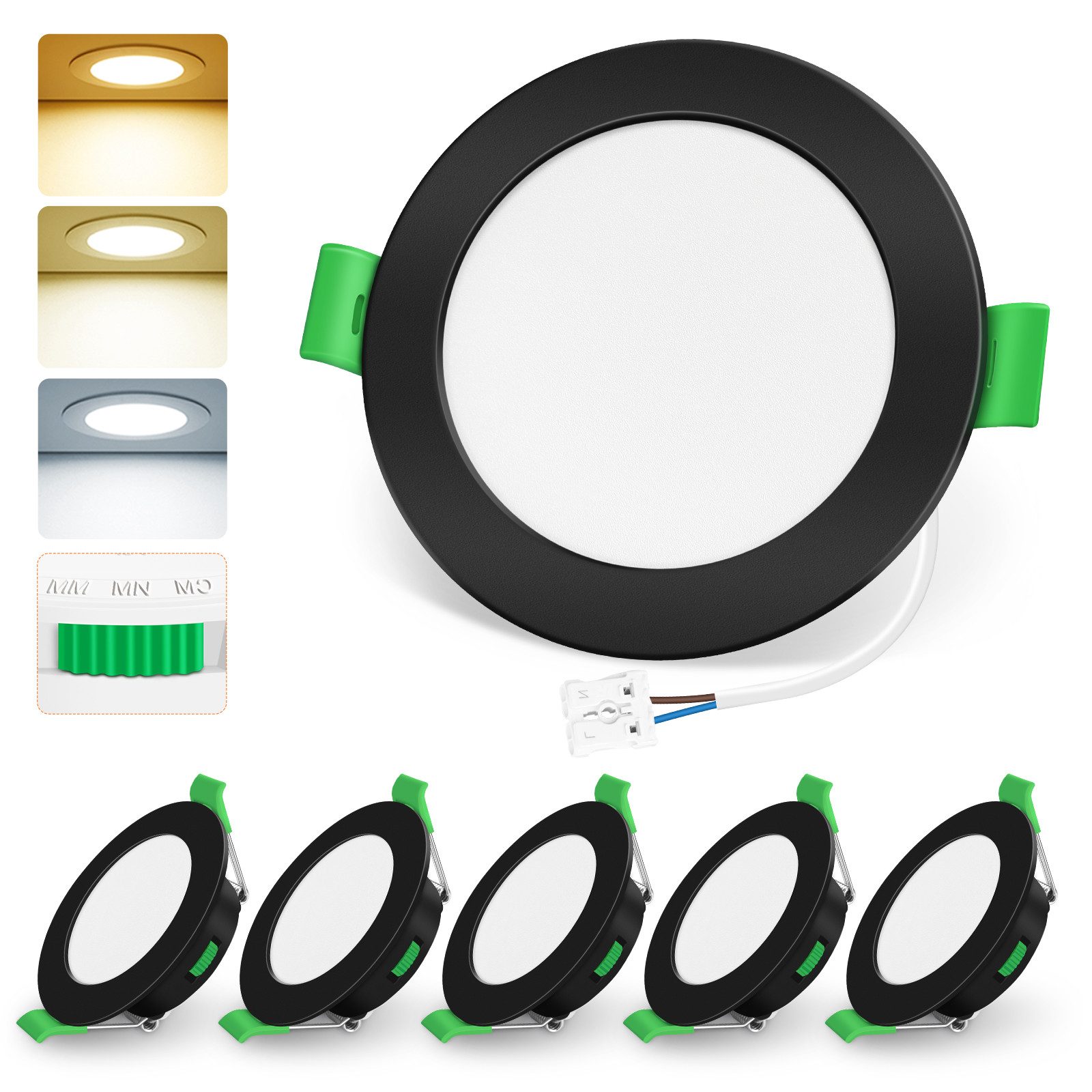 ALUSSO LED Einbaustrahler 6er-Set, Decken Leuchte, Flach Strahler für Bad, günstig online kaufen