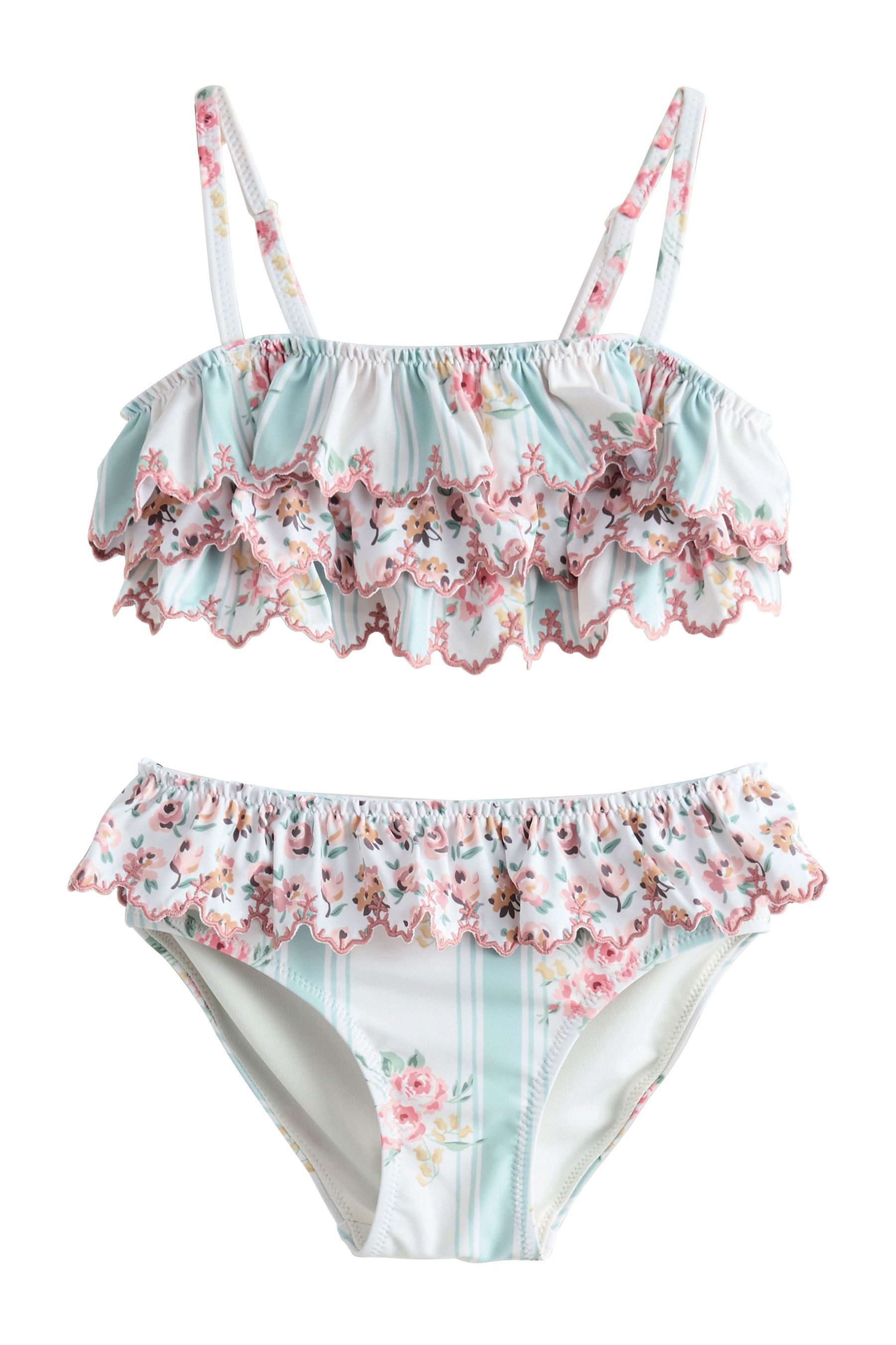 Next Bustier-Bikini Bikini mit Rüschen und Lochstickerei (2-St)
