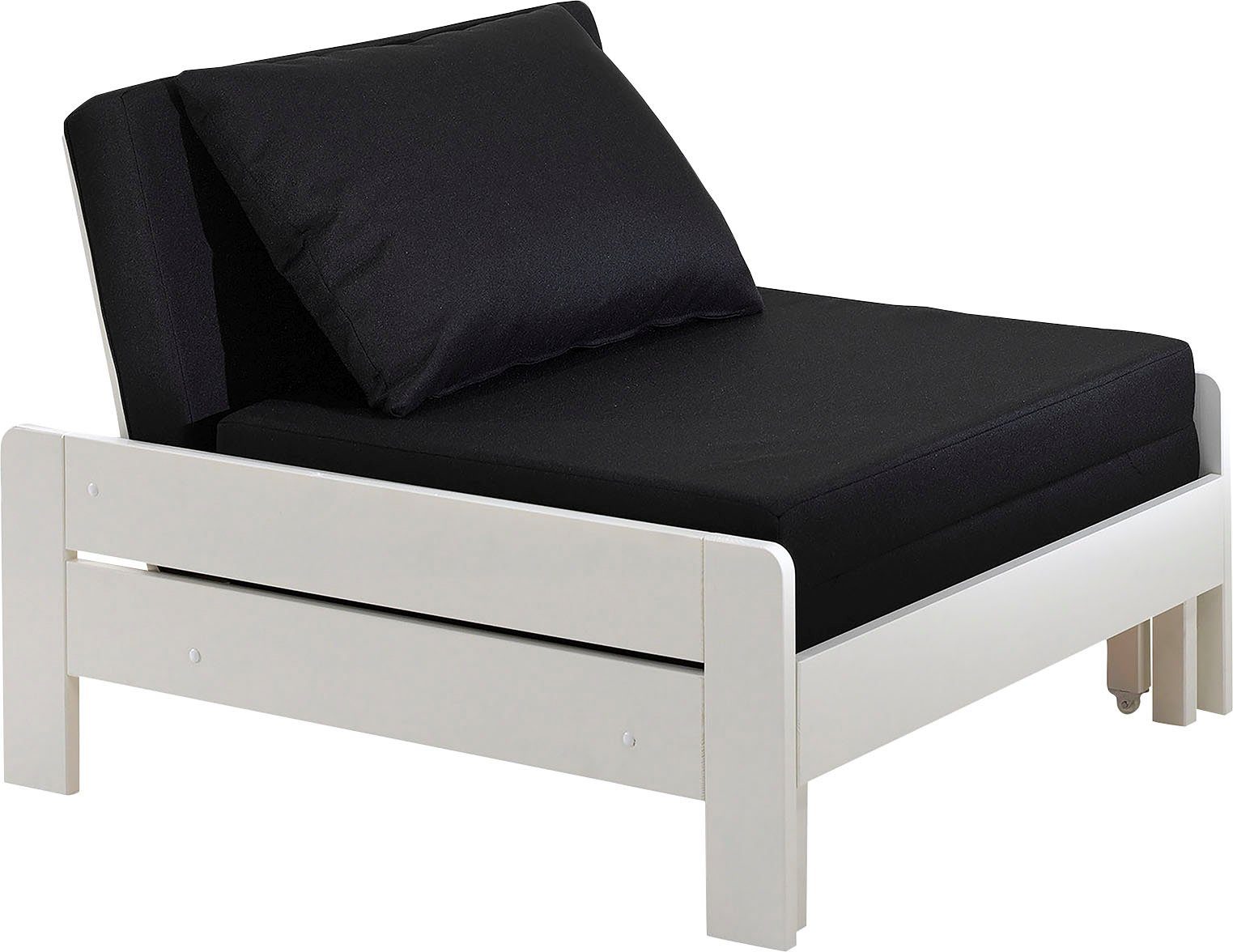 Vipack Jugendbett Pino, Sessel mit Auszugfunktion und Auflage (B/H/T ca. 80x68x85/206cm, mit Lattenrost, wahlweise 2 Farben), universell einsetzbar und ausziehbar zum Gästebett