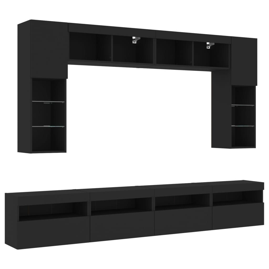 vidaXL TV-Wand 8-tlg. TV-Wohnwand mit LED-Leuchten günstig online kaufen