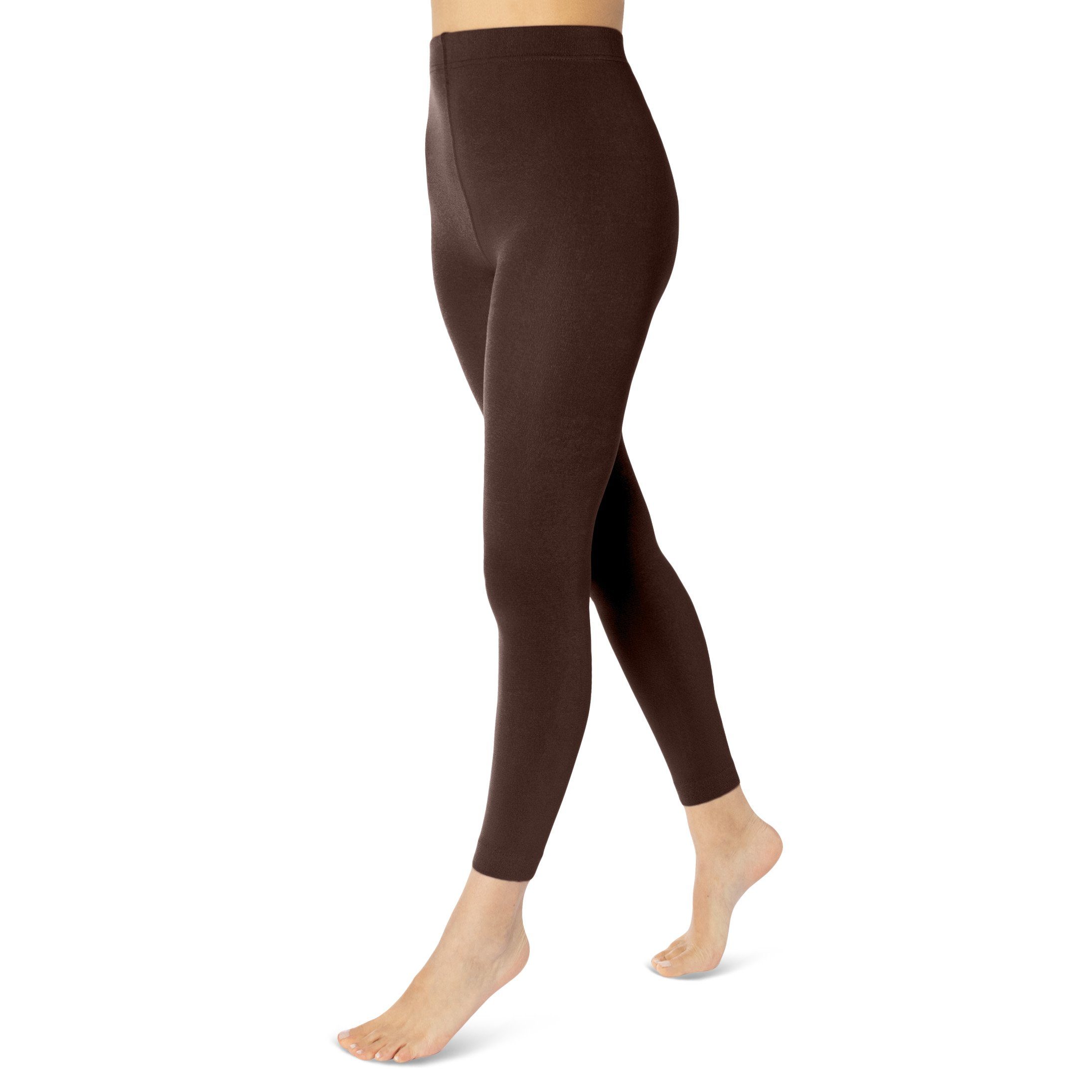 sockenkauf24 Thermoleggings Damen THERMO Leggings mit Innenfleece in vielen Farben (40-42, Braun) extra warm Winter Leggings, WP