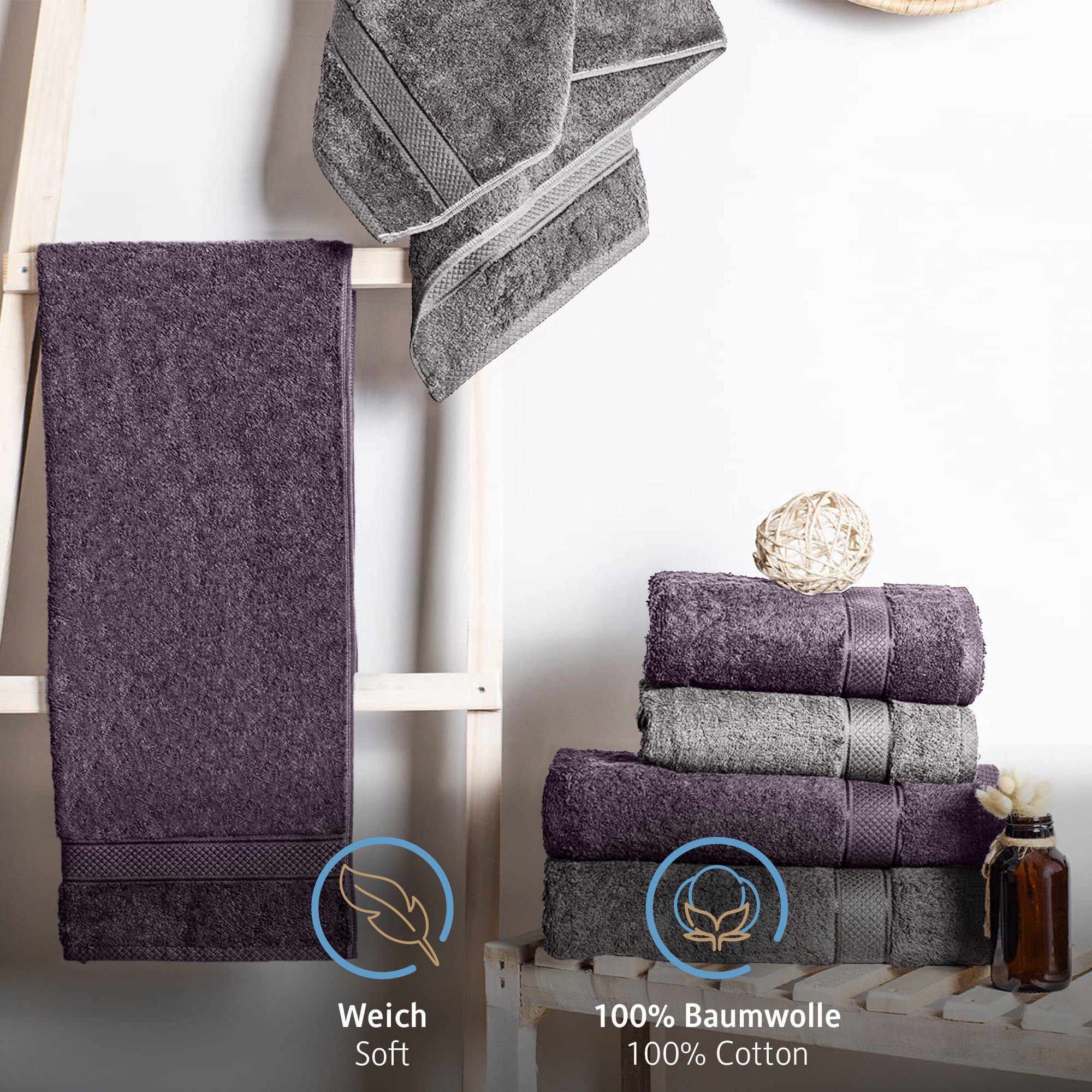 Komfortec Handtuch Set Handtuch Set 100% Baumwolle, 4&6 Teilig, Handtücher günstig online kaufen