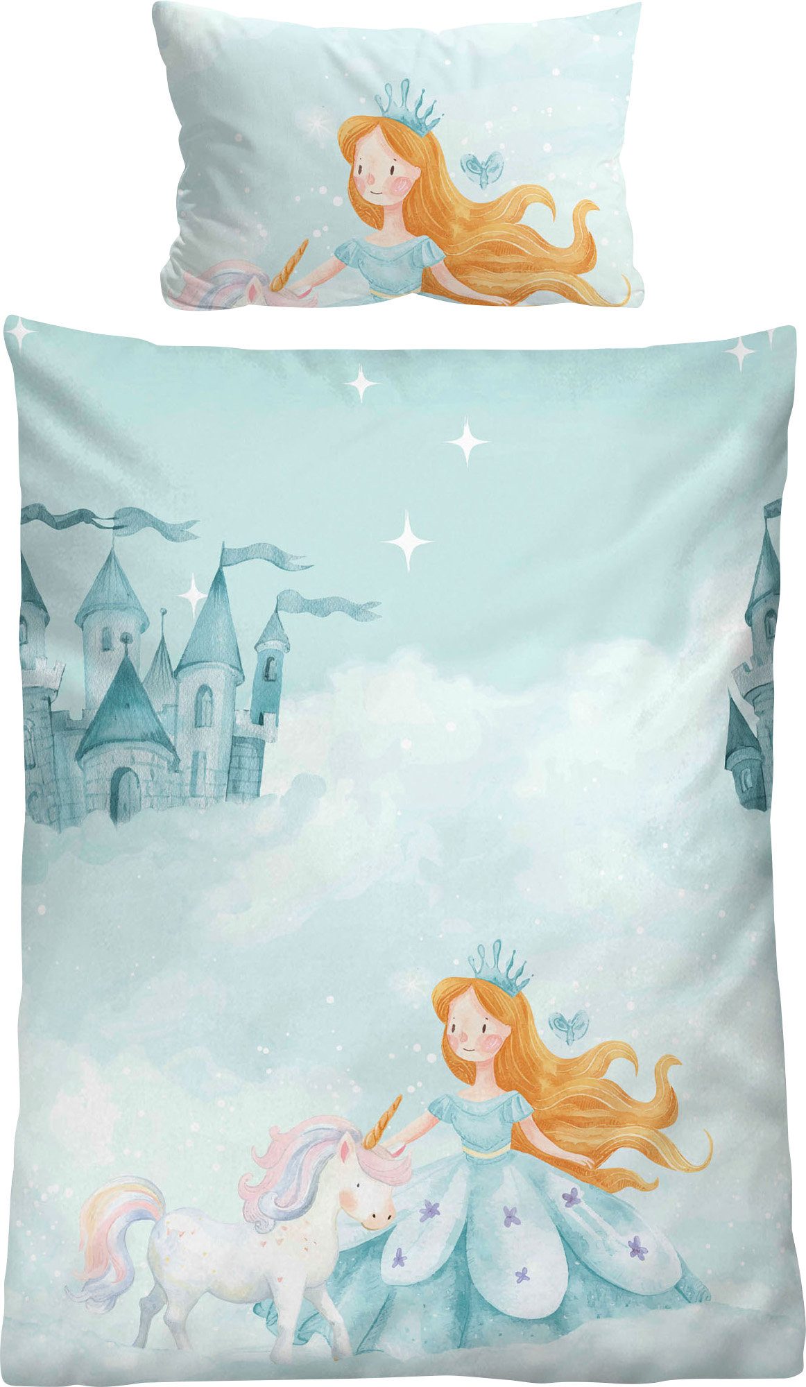 Biberna Kinderbettwäsche Kinder-Bettwäsche, Biber, Feinbiber Motiv: Prinzessin