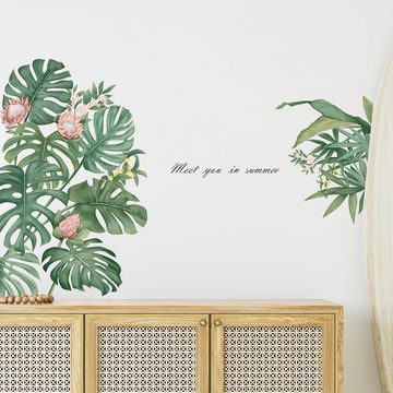 HIBNOPN 3D-Wandtattoo Tropische Pflanzen Wandtattoo Grüne Palme Blätter Natürliche Wanddeko (1 St)