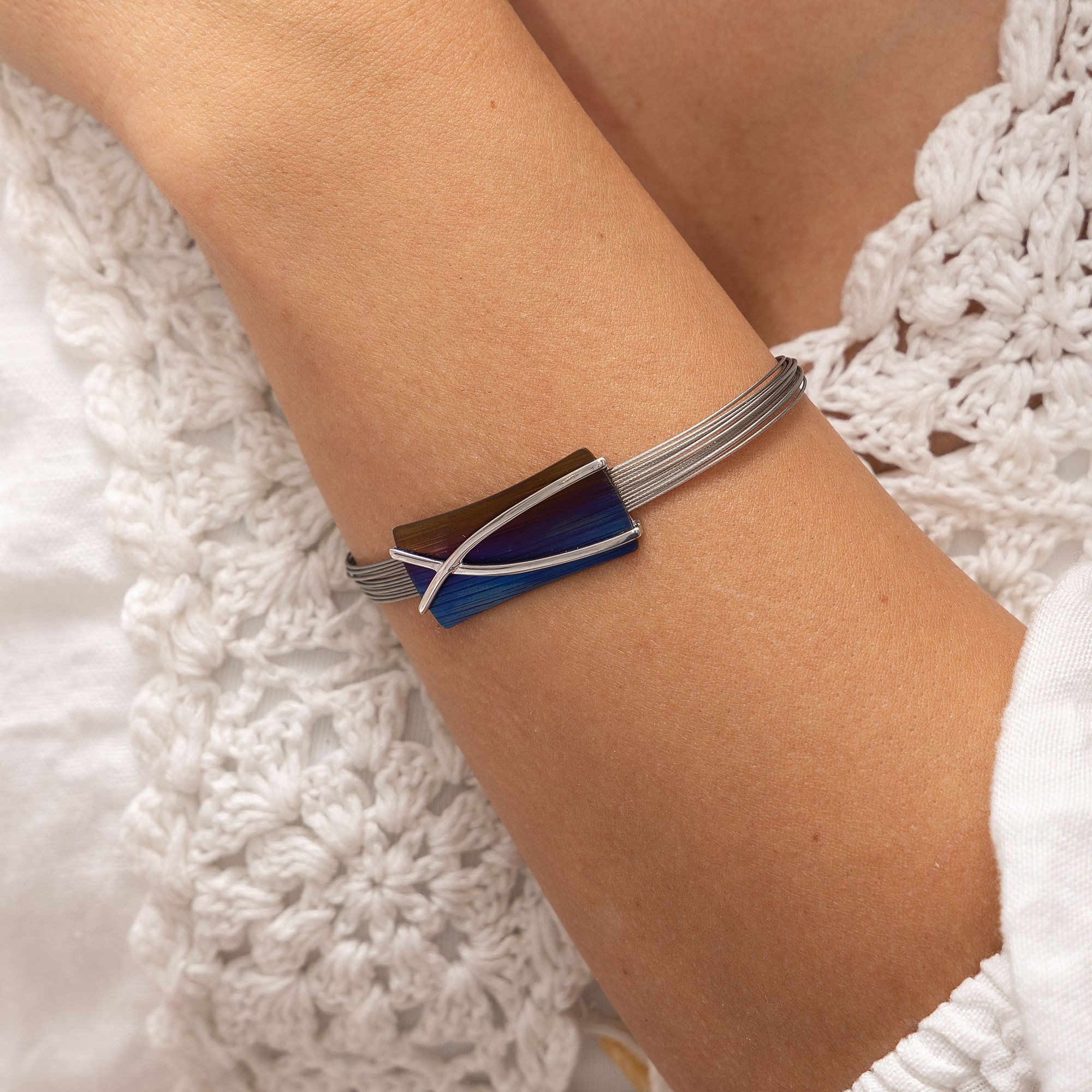 Zeeme Armband Edelstahl mit Titan mehrfarbig 17+3cm lang