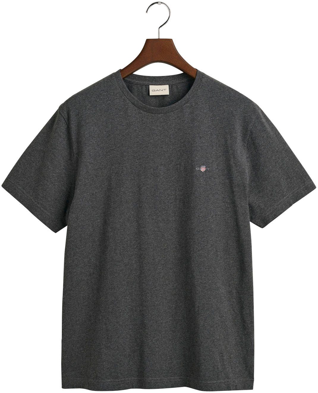 melange der REG auf T-SHIRT SHIELD antracit T-Shirt SS Gant Logostickerei mit Brust