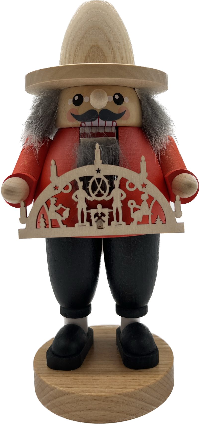 Richard Glaesser Nussknacker mit Schwibbogen, Höhe 21cm, Handwerkskunst original Erzgebirge