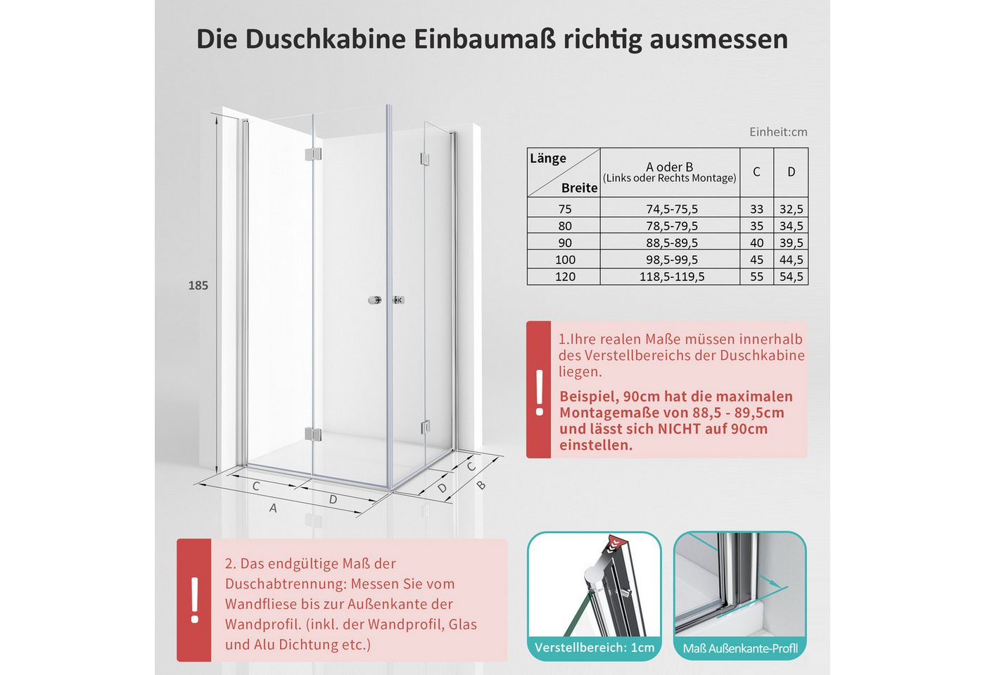 Thumbnail - Hopibath Eckdusche Falttür Duschkabine Eckeinstieg Duschabtrennung faltbar, BxT: 75x75 cm, Sicherheitsglas ESG, Scharnie...