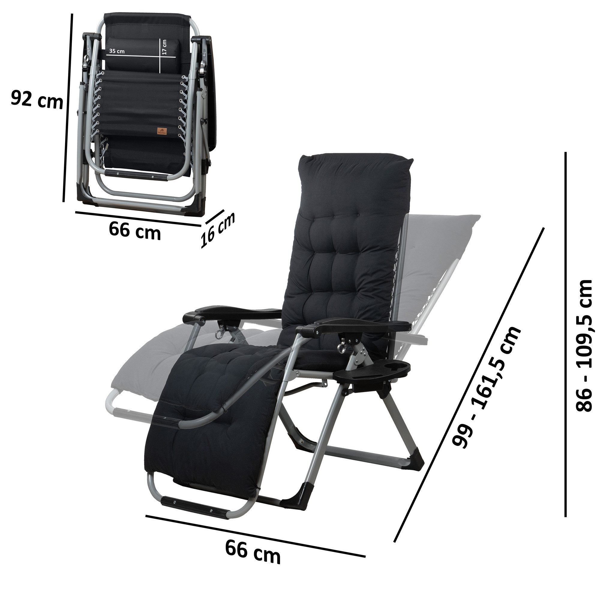CampFeuer Gartenliege Sonnenliege, Schwarz, Campingliege, Liegestuhl, günstig online kaufen